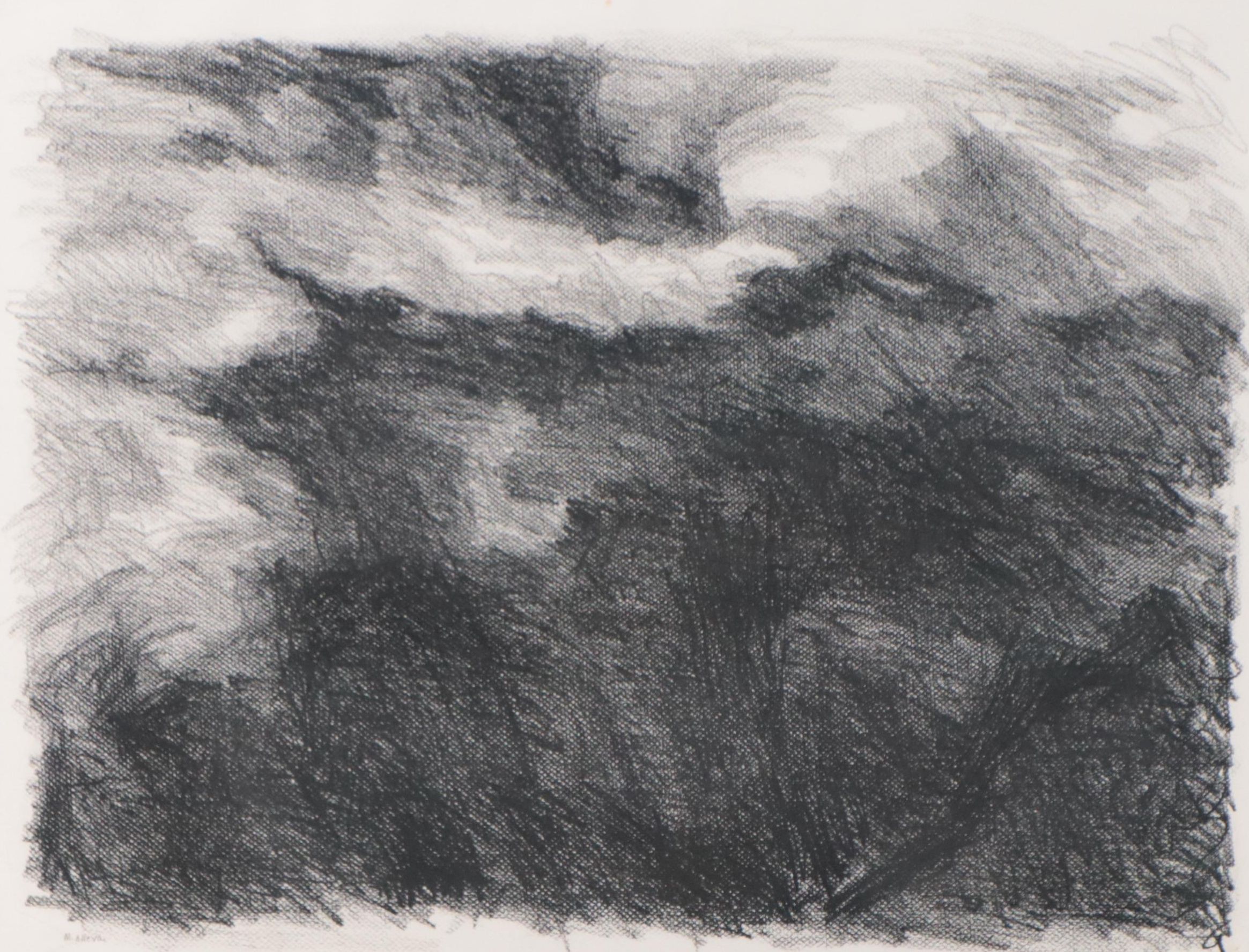 Abstracted Atmospheric Landscape  Charcoal Drawing