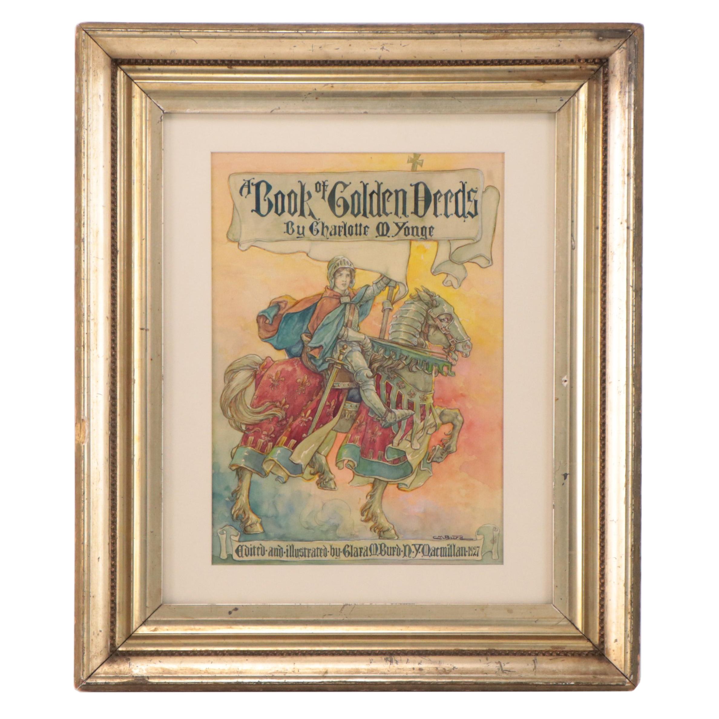 Clara M. Burd Watercolor Book Cover Illustration "A Book of Golden Deeds," 1927
