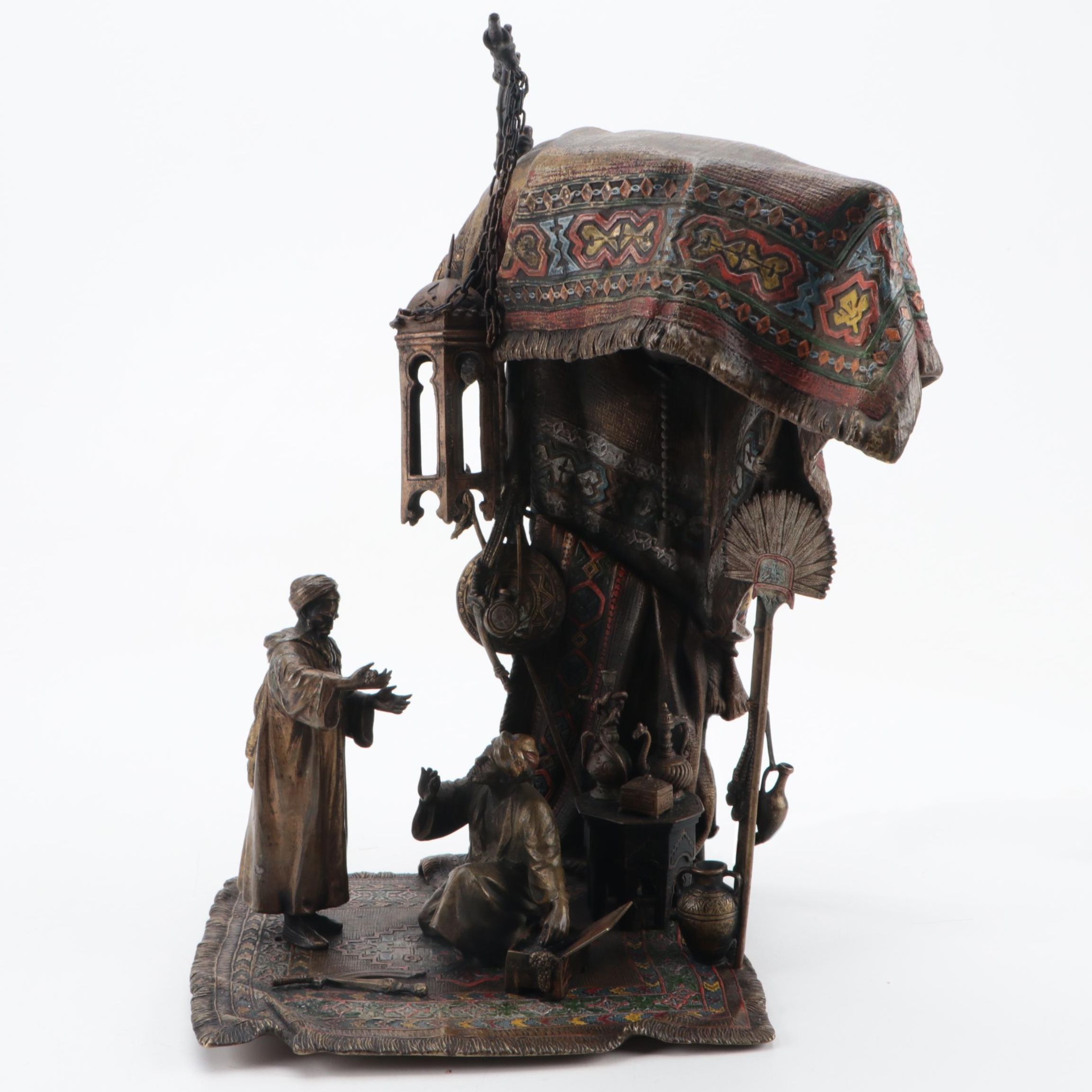 Franz Bergman Style Cold Painted Bronze Table Lamp, Early/ Mid-20th Century