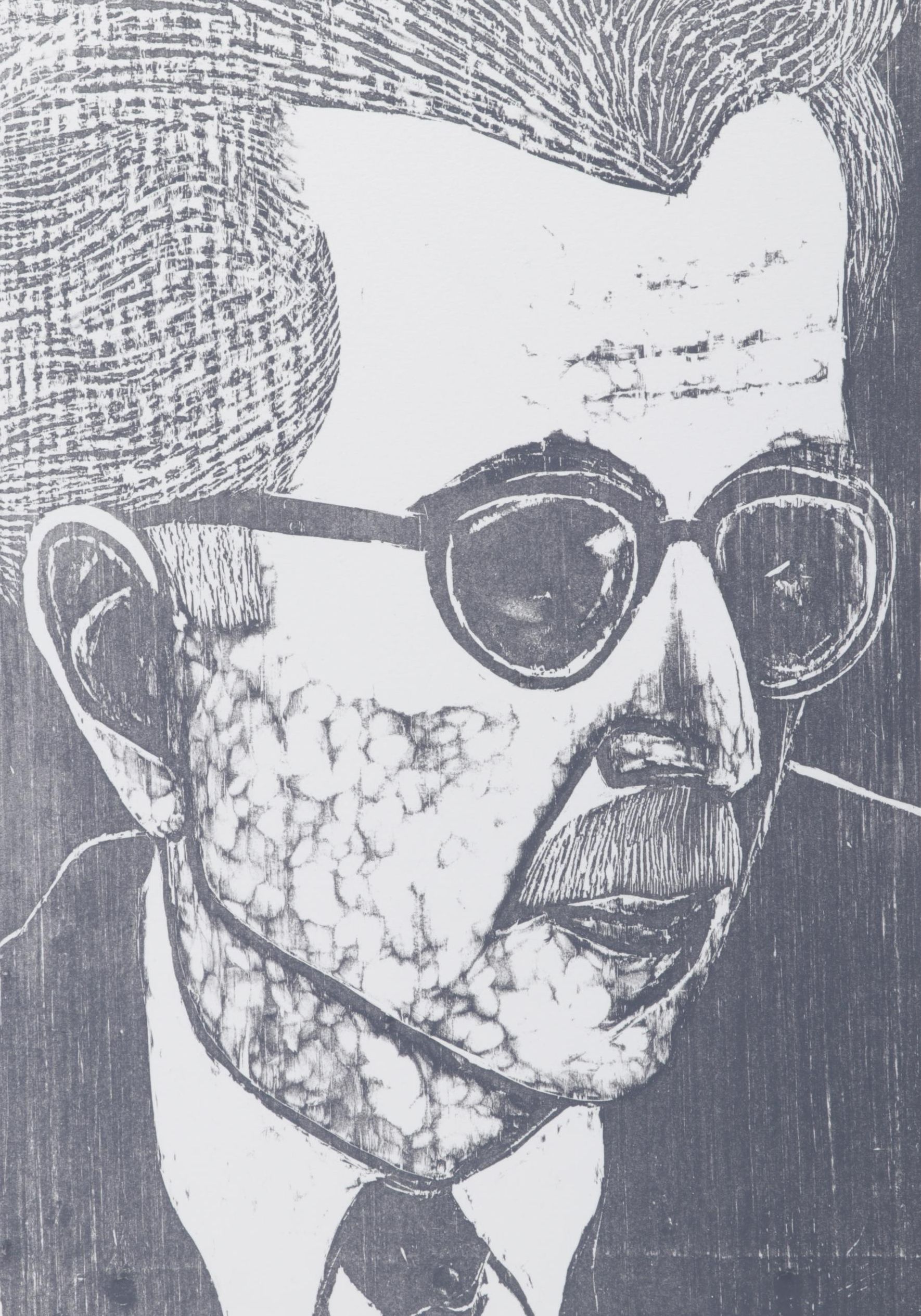 Sidney Chafetz Woodcut "Thurber," 1985
