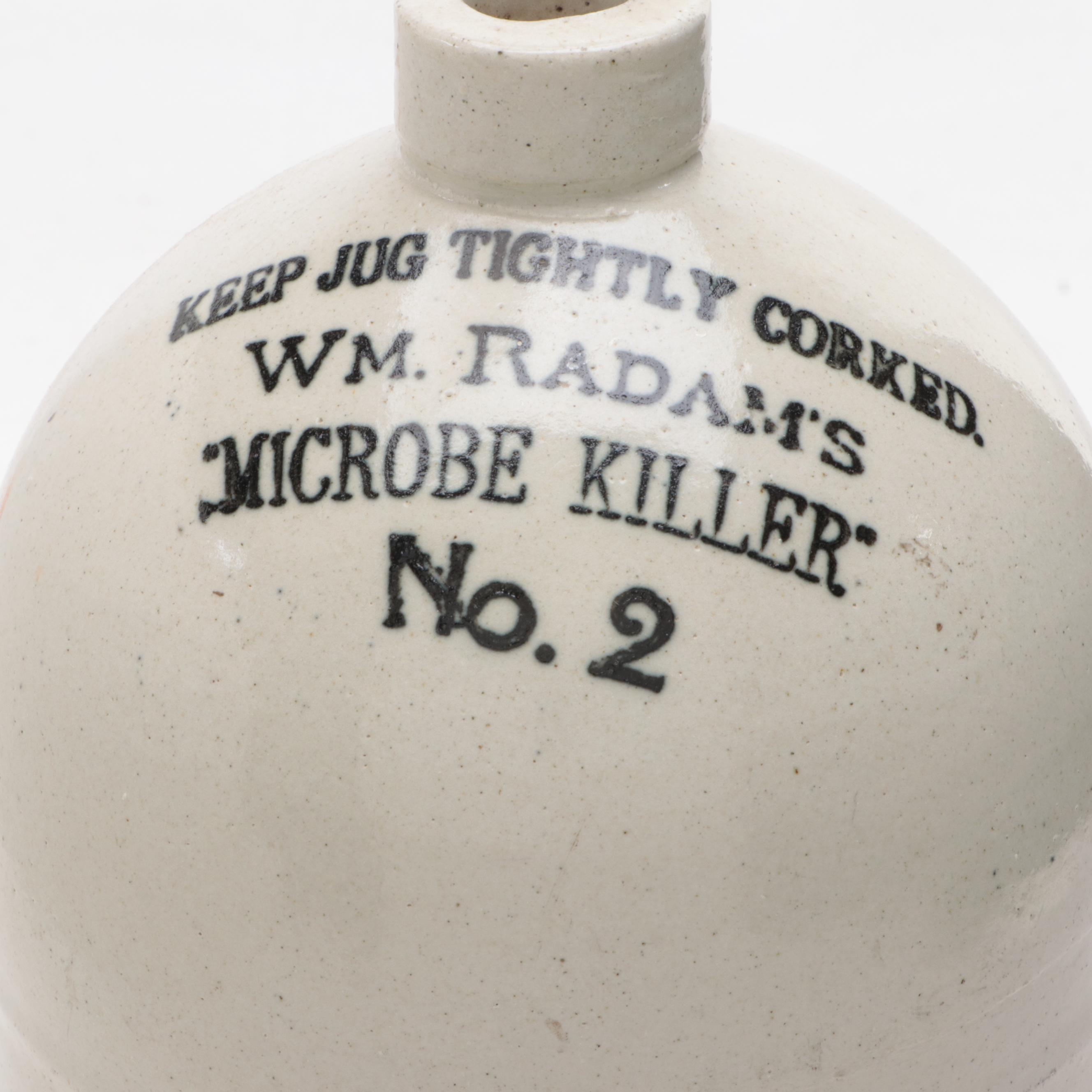 William Radam Microbe Killer Stoneware Jugs with Radam Books, Late 19th Century
