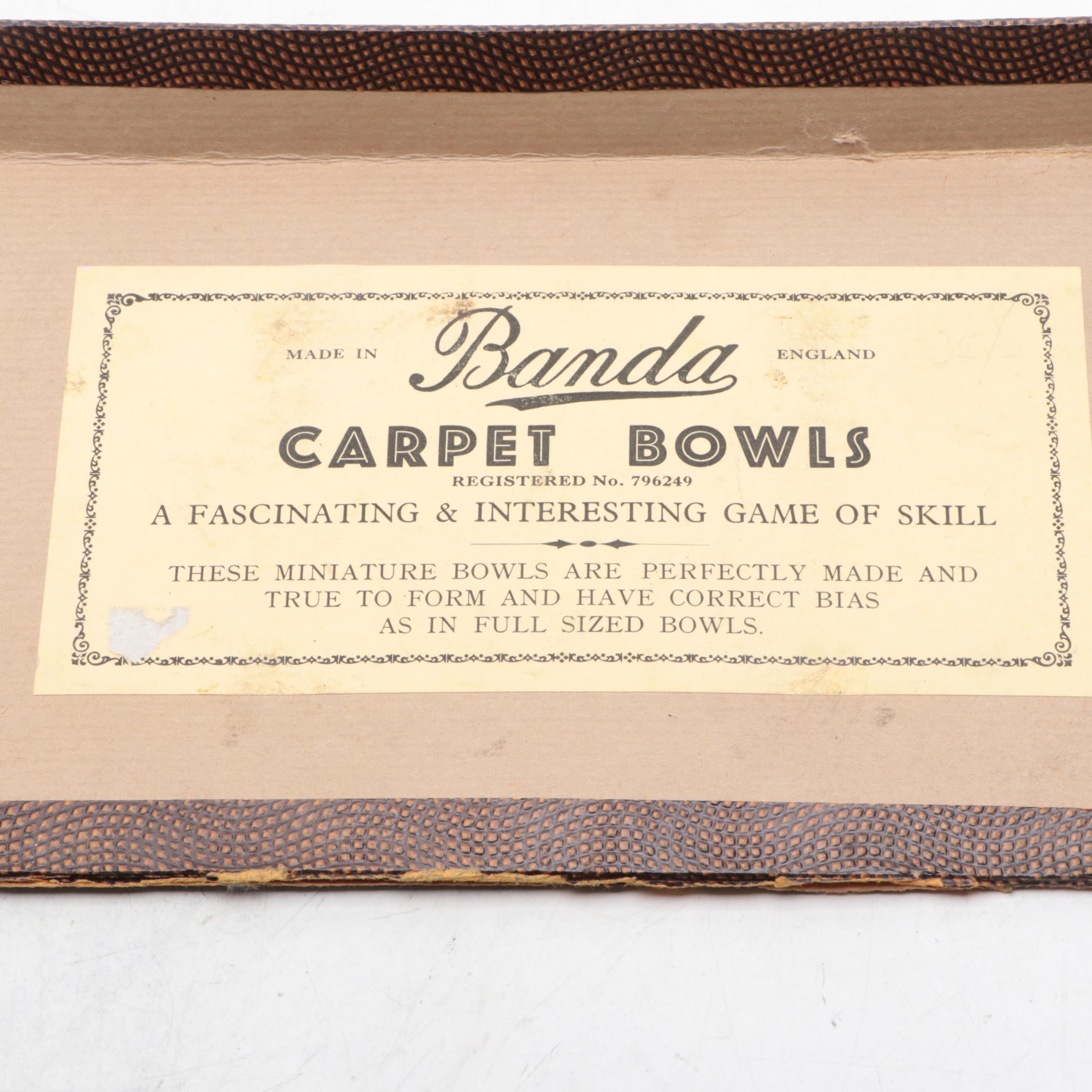 England Banda Indoor Carpet Bowls Set, Mid-20th Century