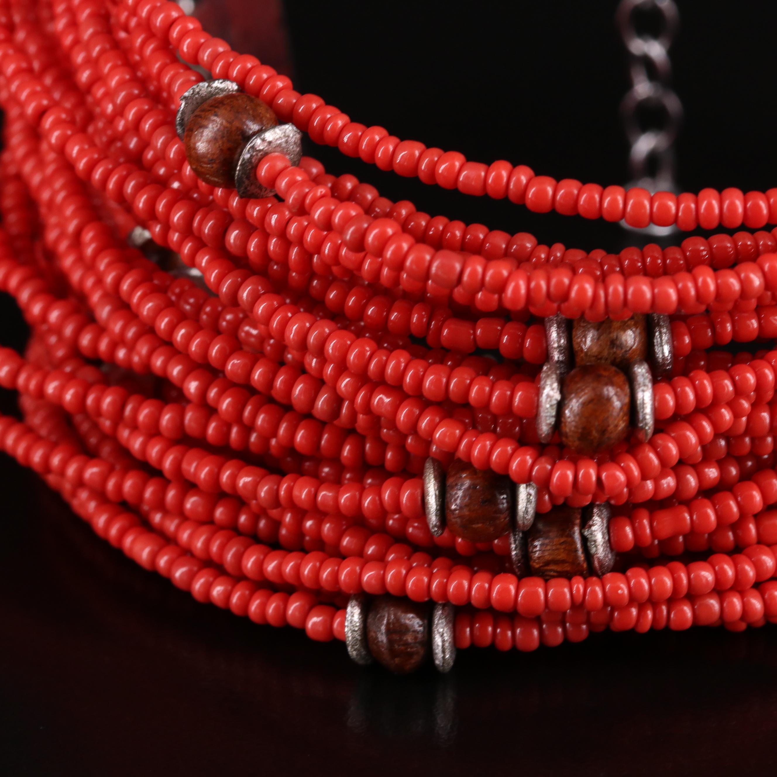 Glass and Seed Torsade and Bracelet