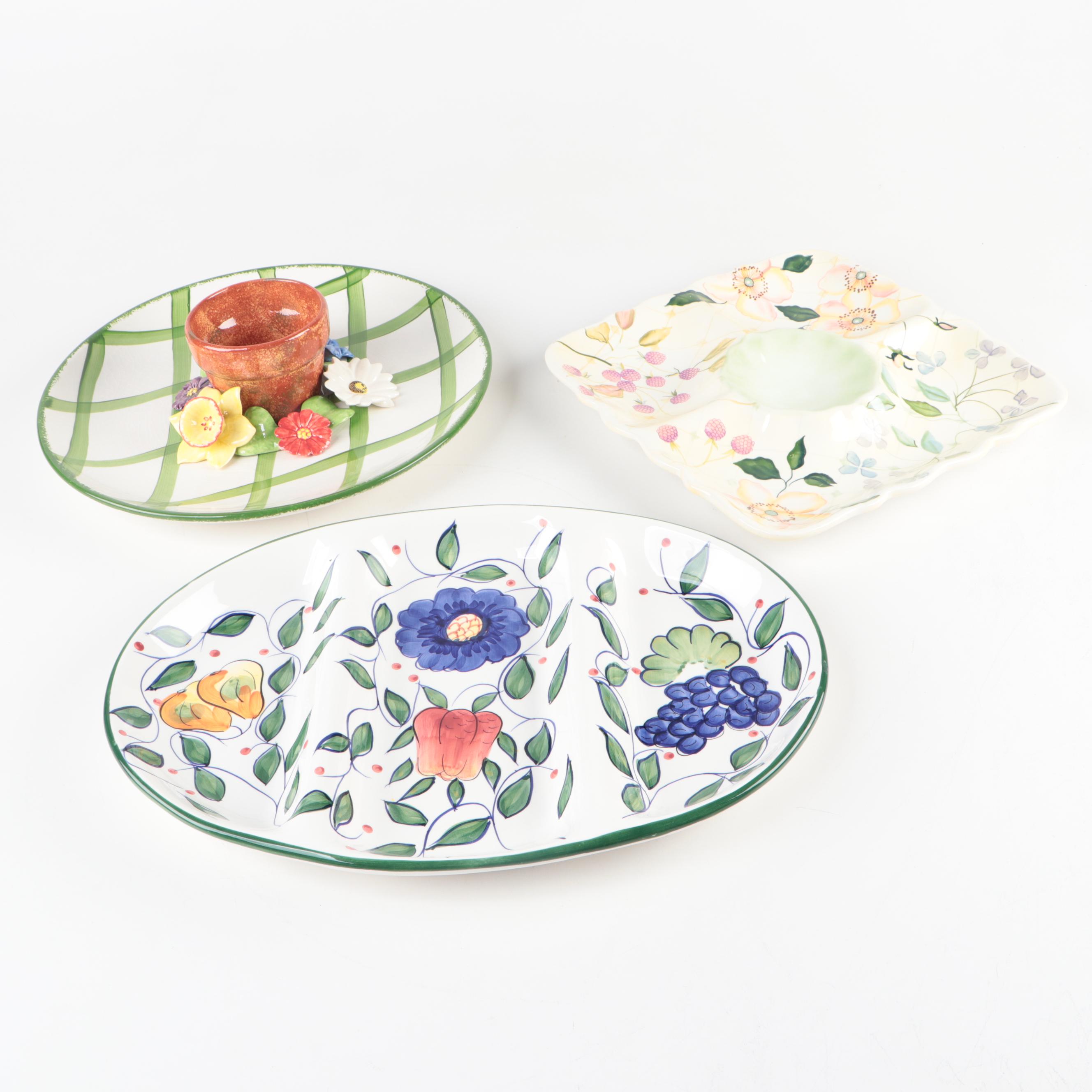 Cali Pottery, Nancy Porter and Royal Norfolk Ceramic Serving Trays