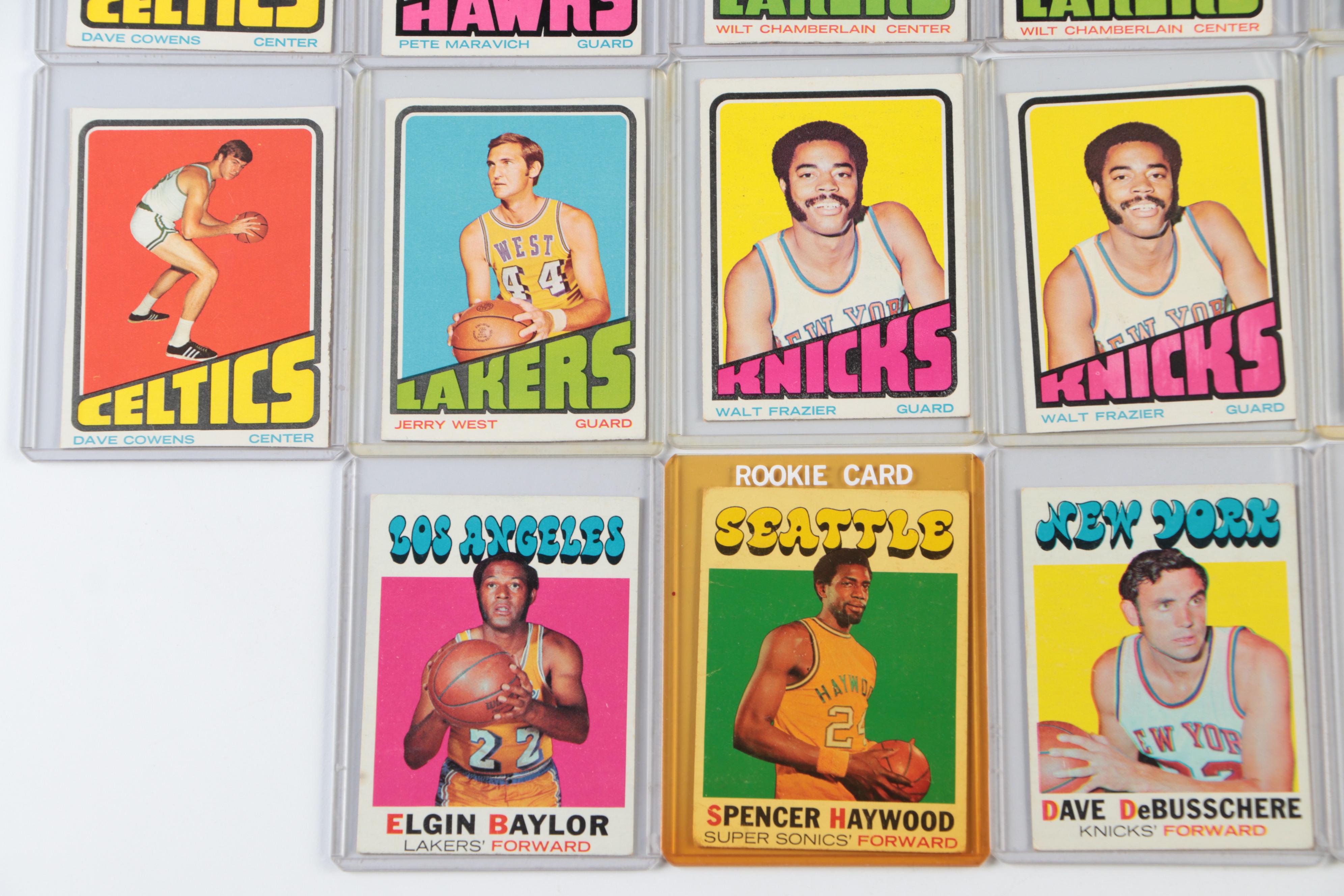 1970s Topps Basketball Cards Featuring Wilt Chamberlain, Jerry West, and More