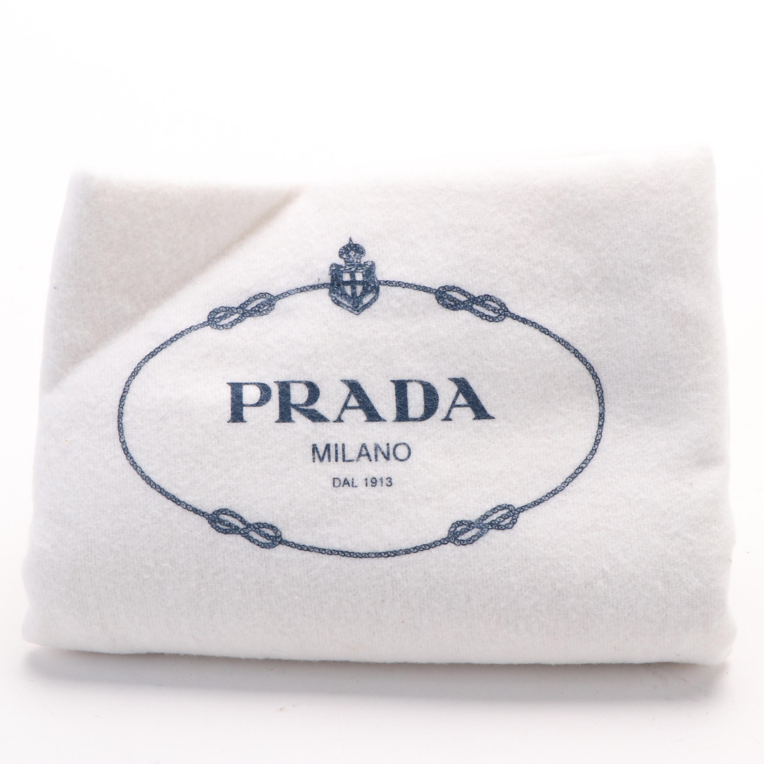 PRADA Denim Studded Two Way Tote Bag with Flat Pouch Handbag