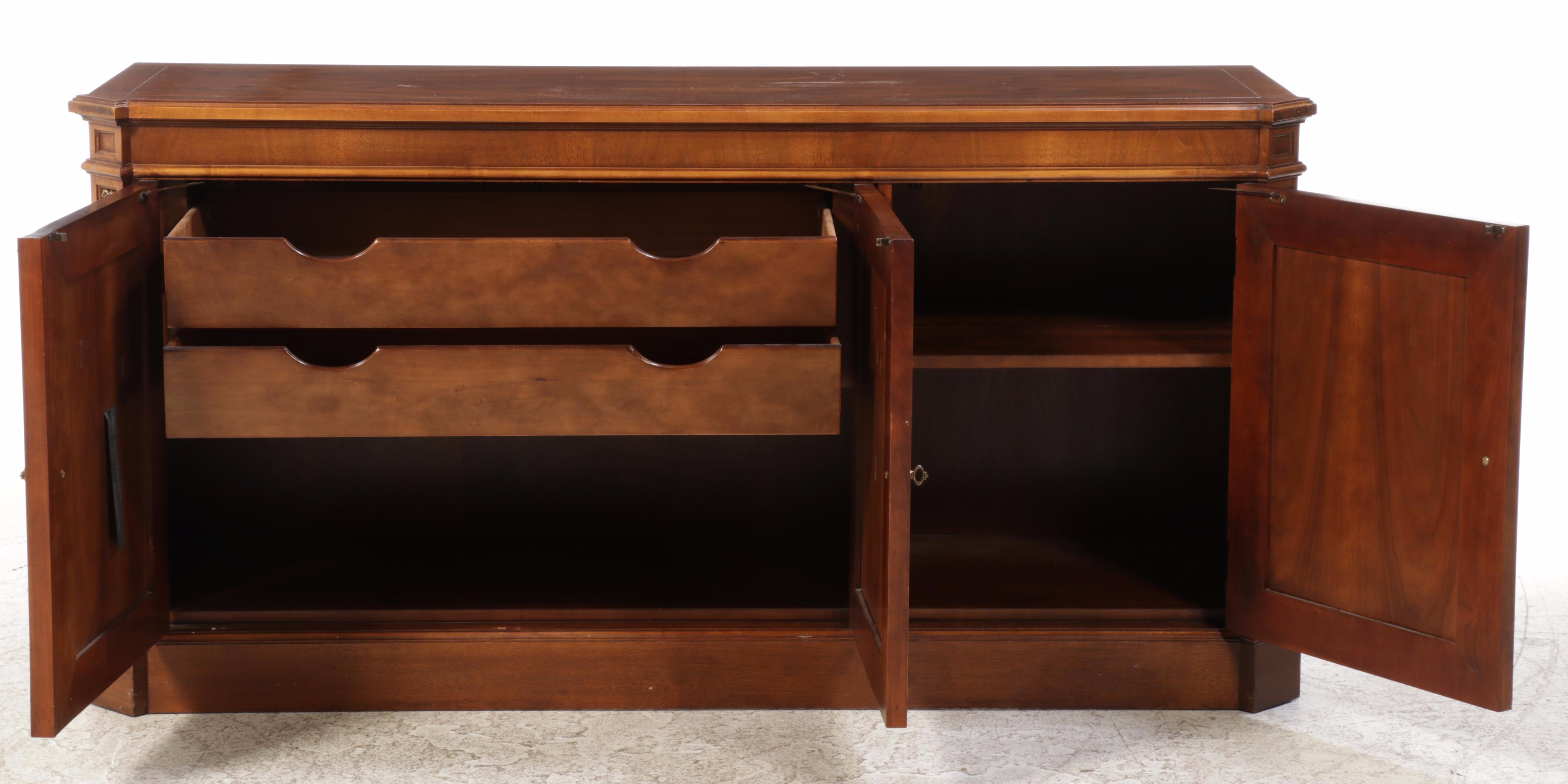 Baker Furniture Neoclassical Style Circassian Walnut Buffet