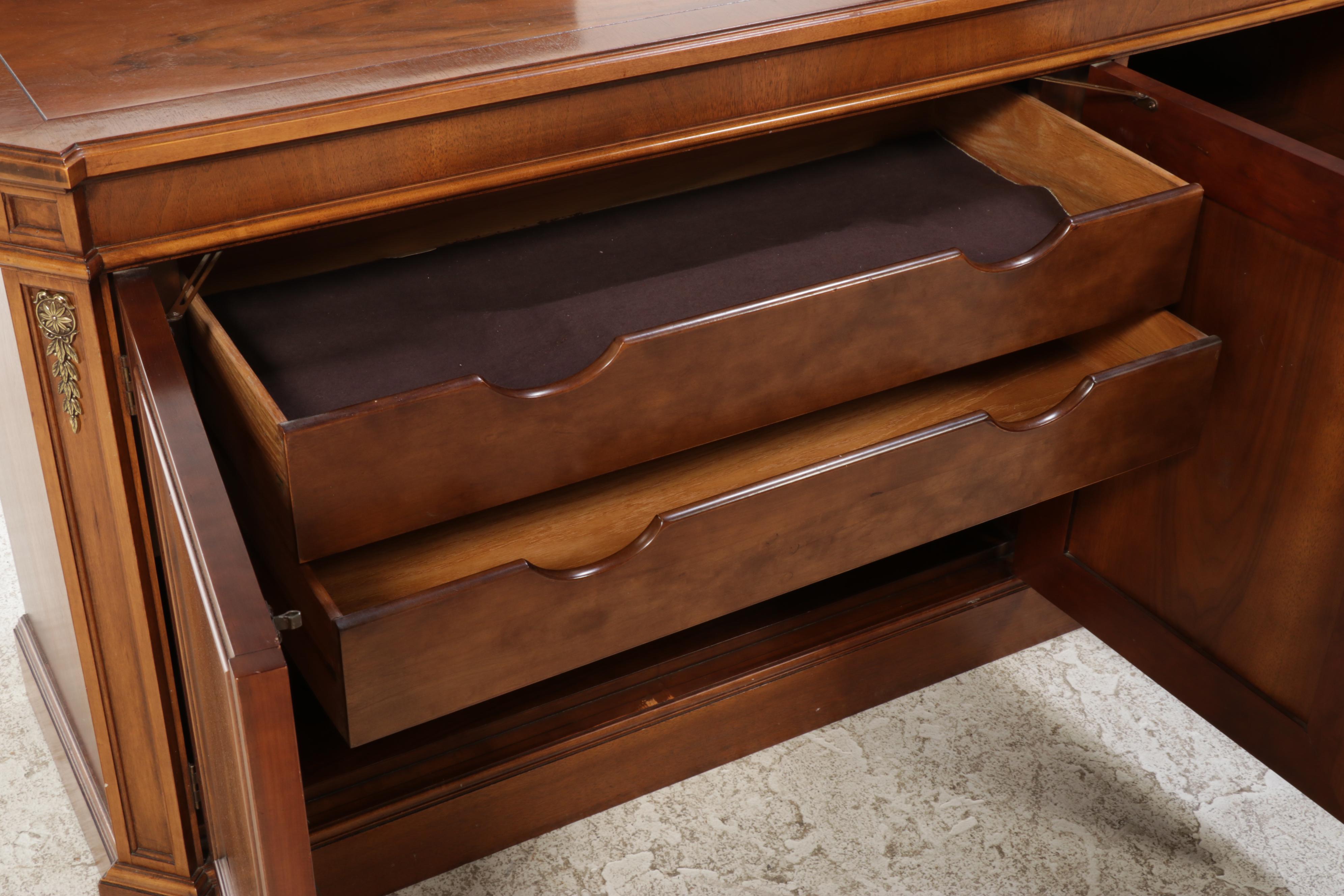 Baker Furniture Neoclassical Style Circassian Walnut Buffet