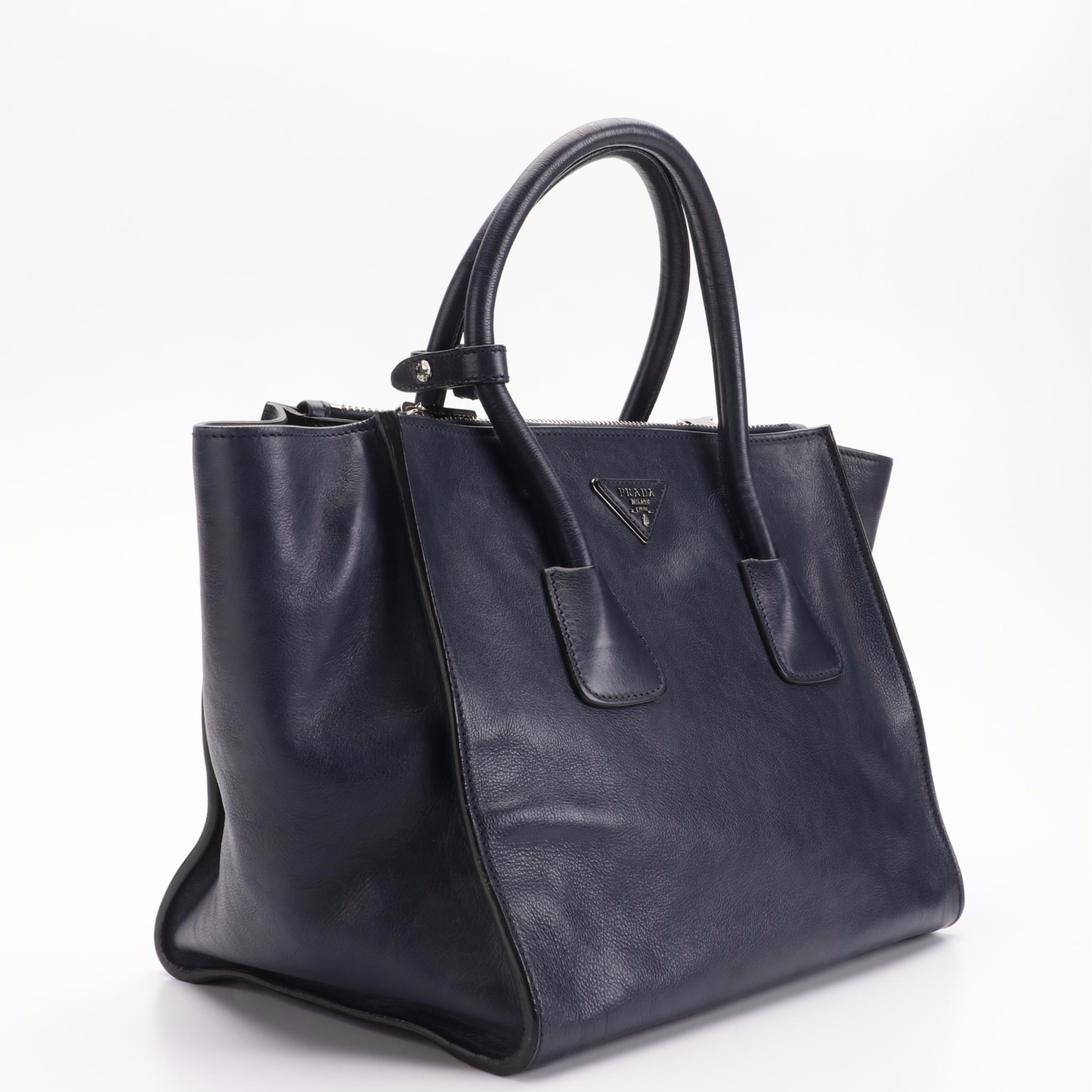 Prada Twin Pocket Tote in Glacé Calfskin Leather