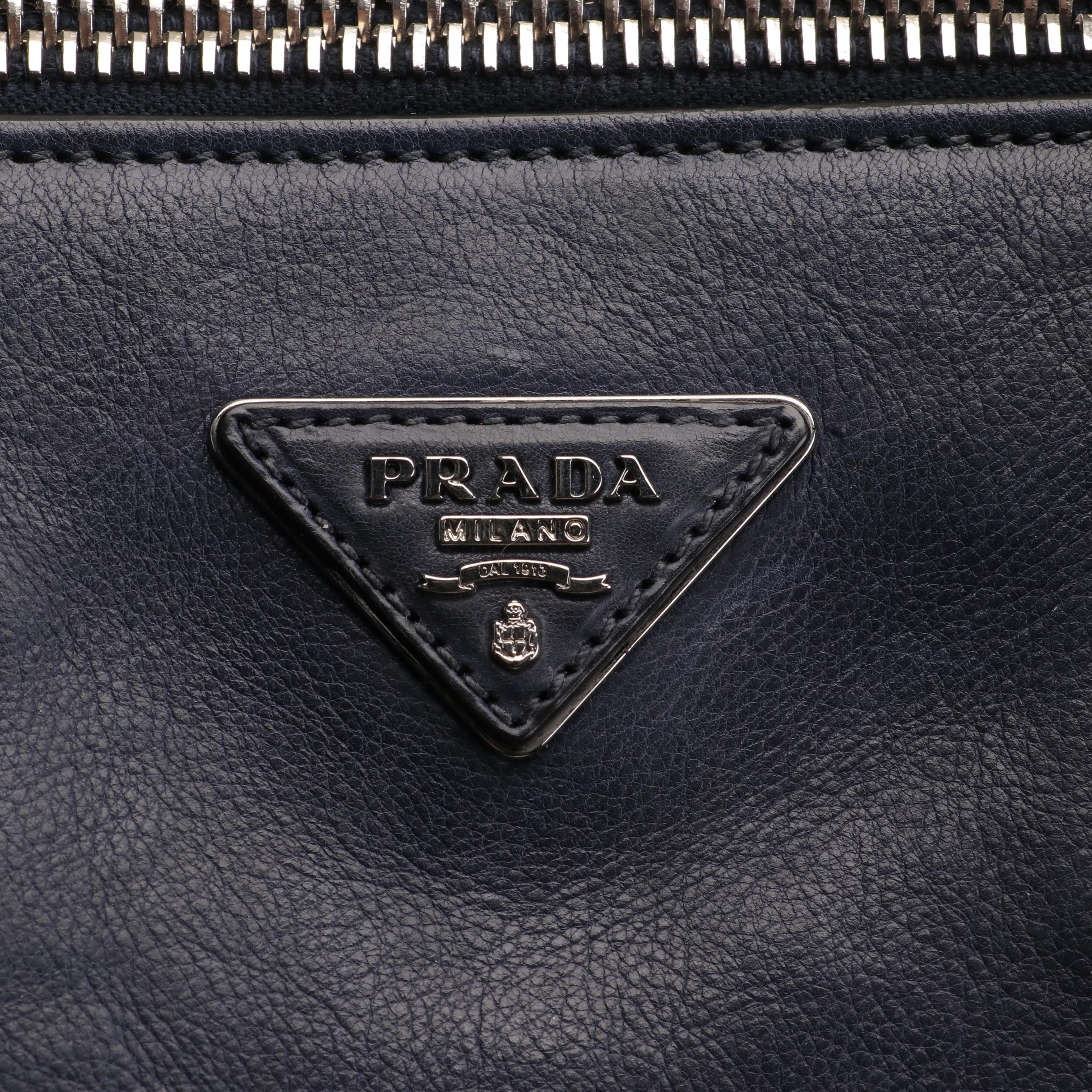 Prada Twin Pocket Tote in Glacé Calfskin Leather