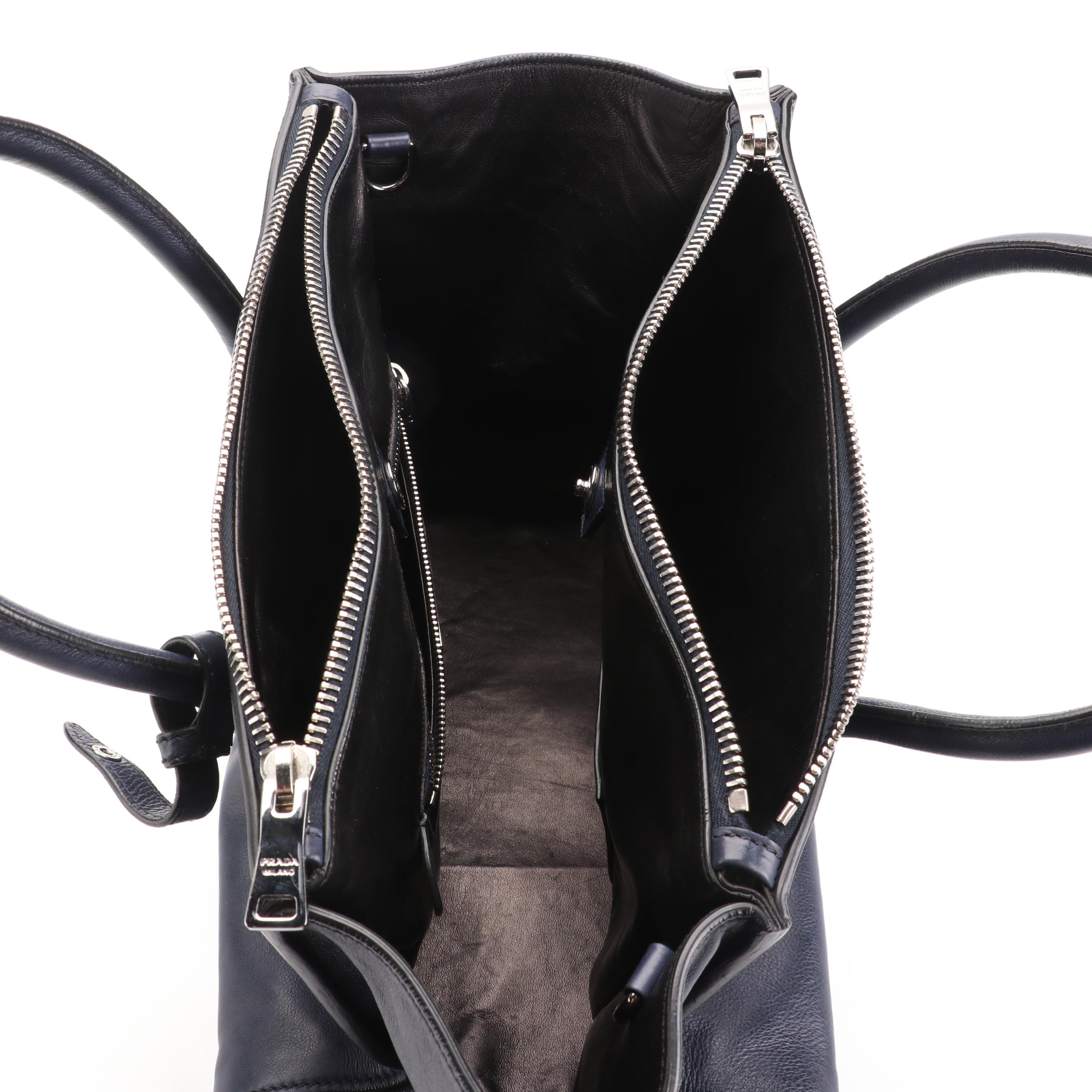 Prada Twin Pocket Tote in Glacé Calfskin Leather