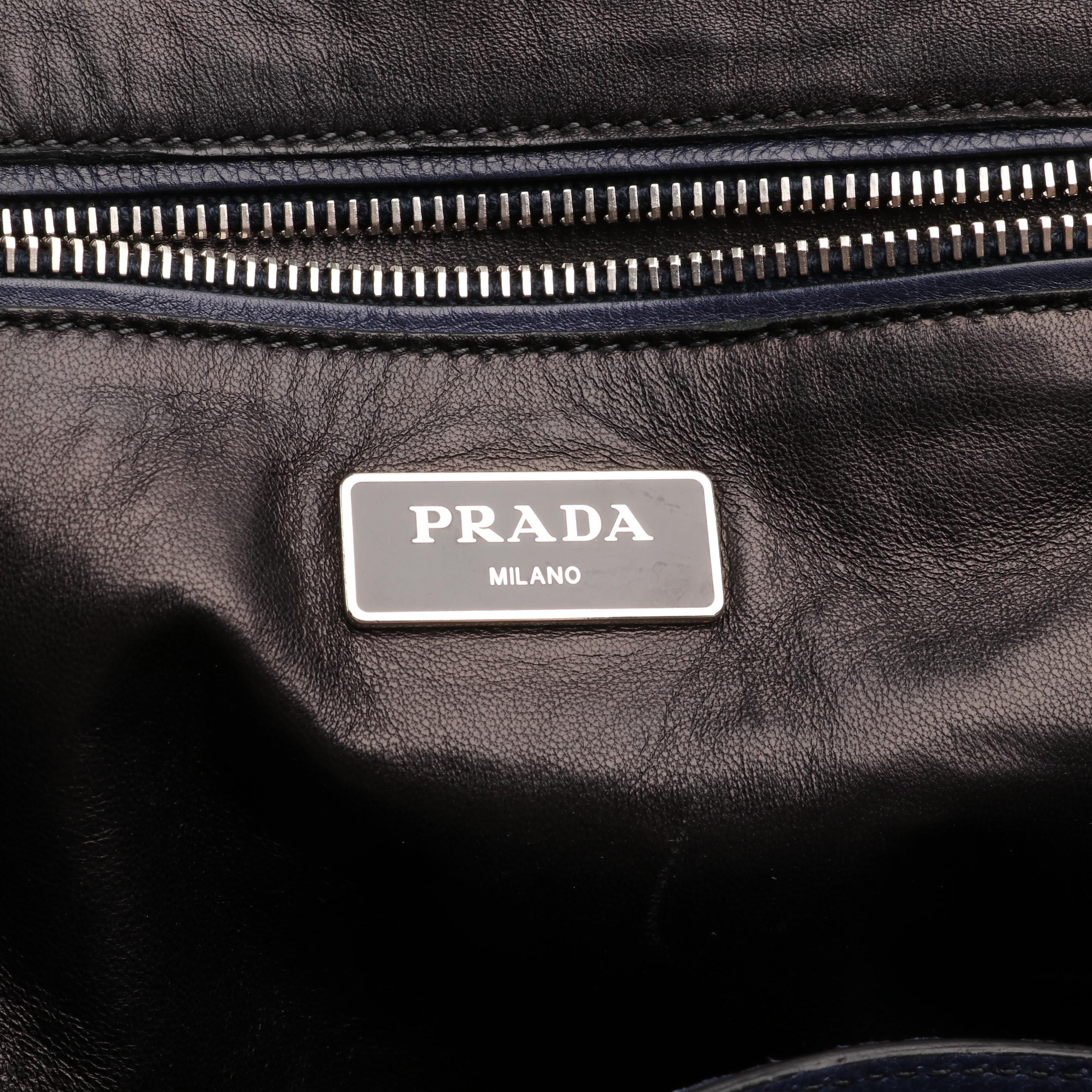 Prada Twin Pocket Tote in Glacé Calfskin Leather