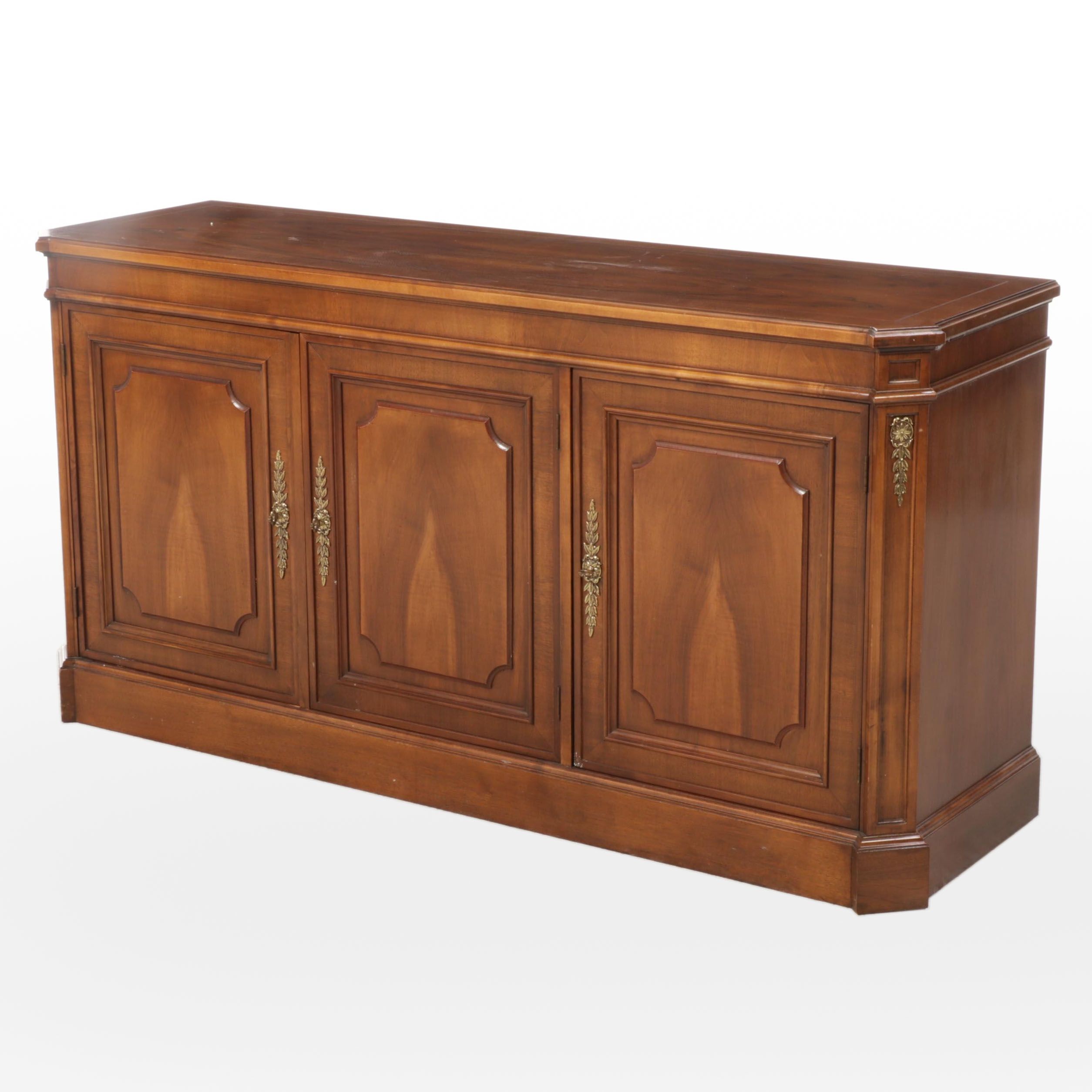 Baker Furniture Neoclassical Style Circassian Walnut Buffet
