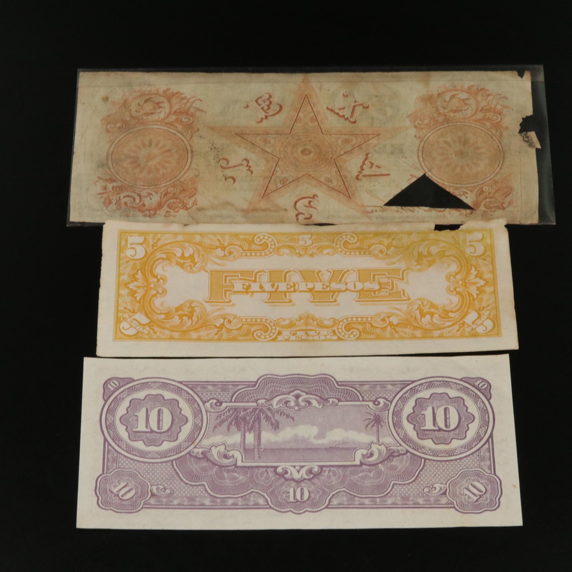 1840 Republic of Texas Fifty Dollar Obsolete Bank Note & 13 Japanese WWll Notes