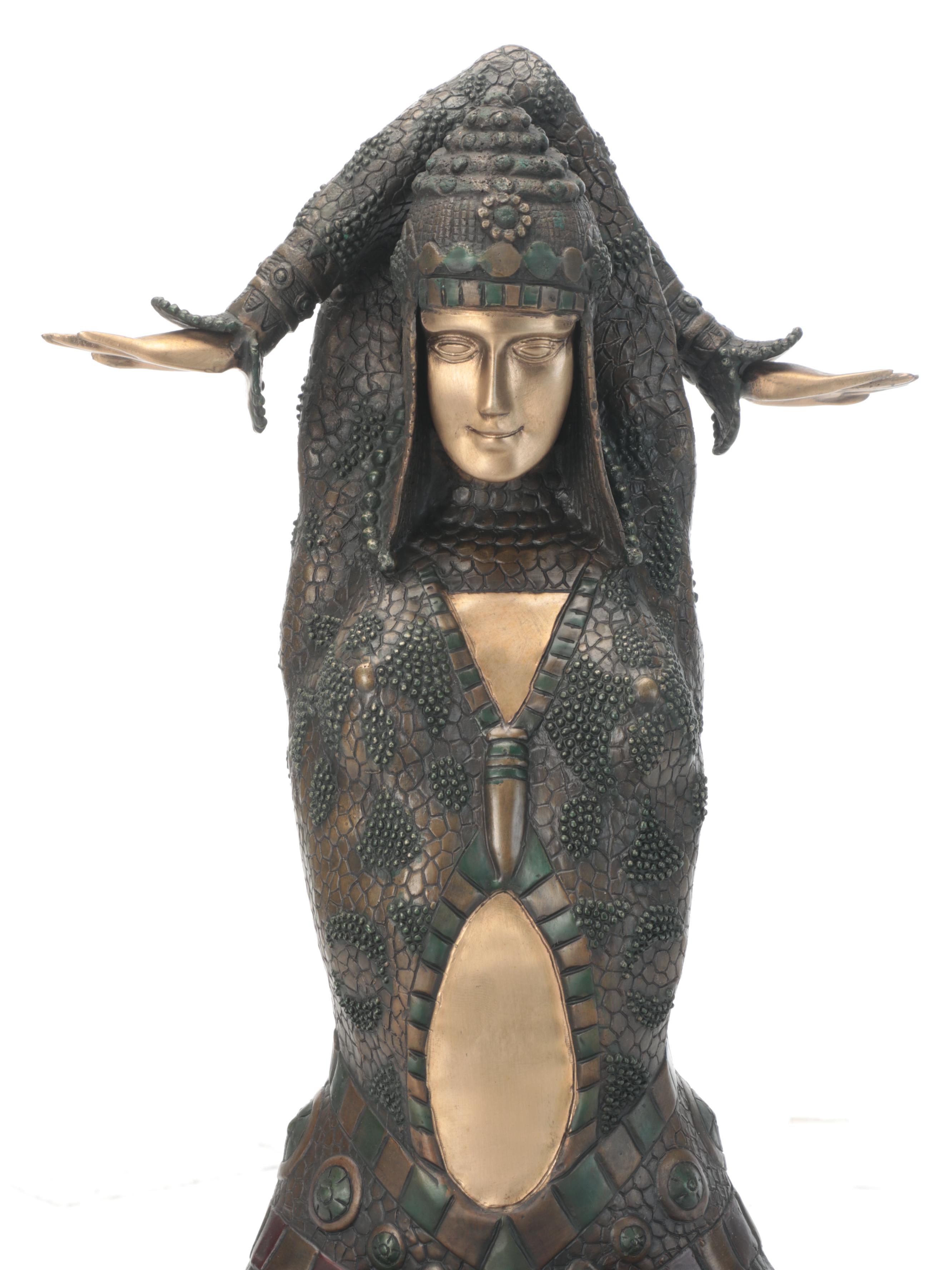 Bronze Temple Goddess Statue After Demetre Chiparus