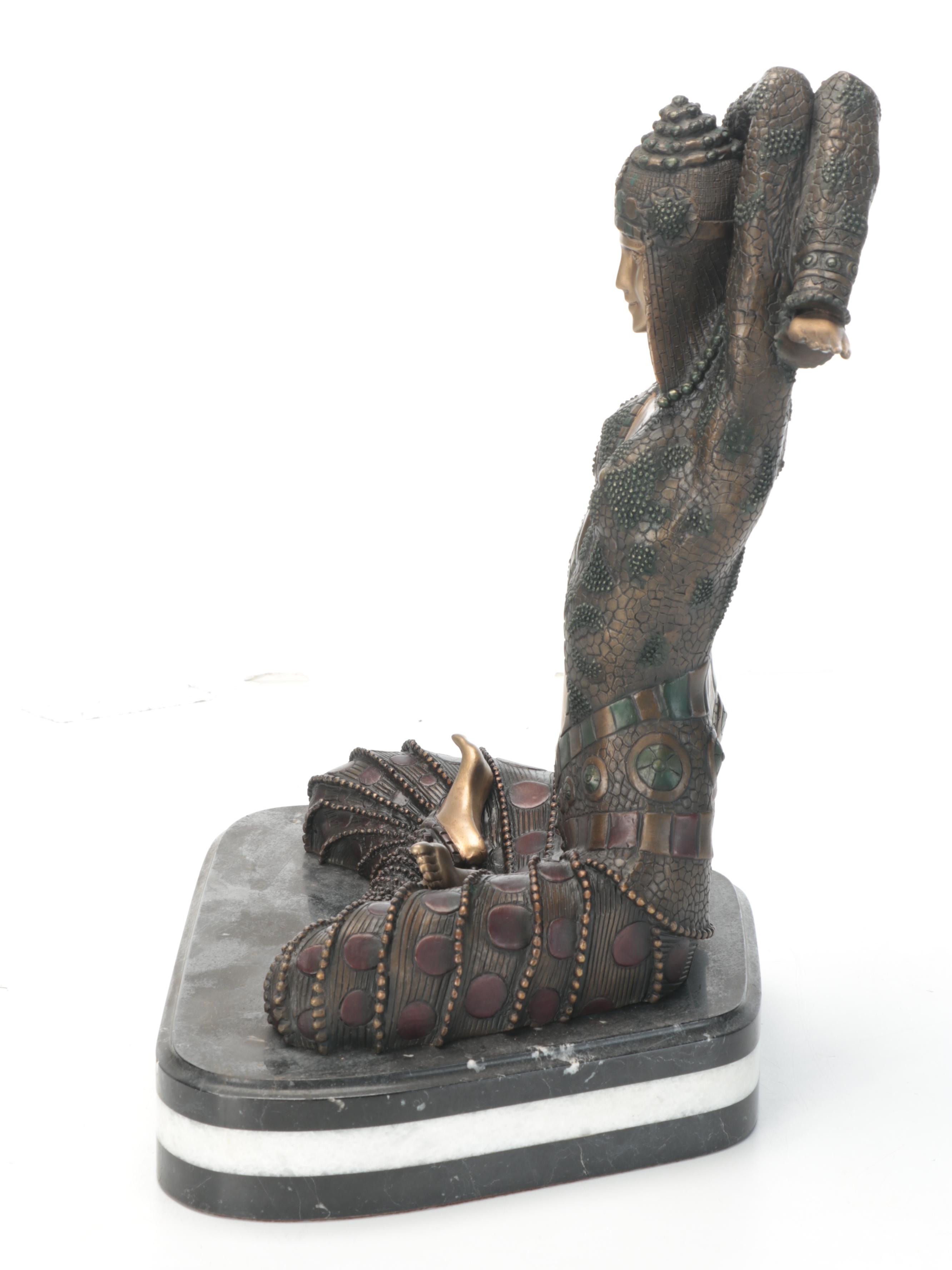 Bronze Temple Goddess Statue After Demetre Chiparus