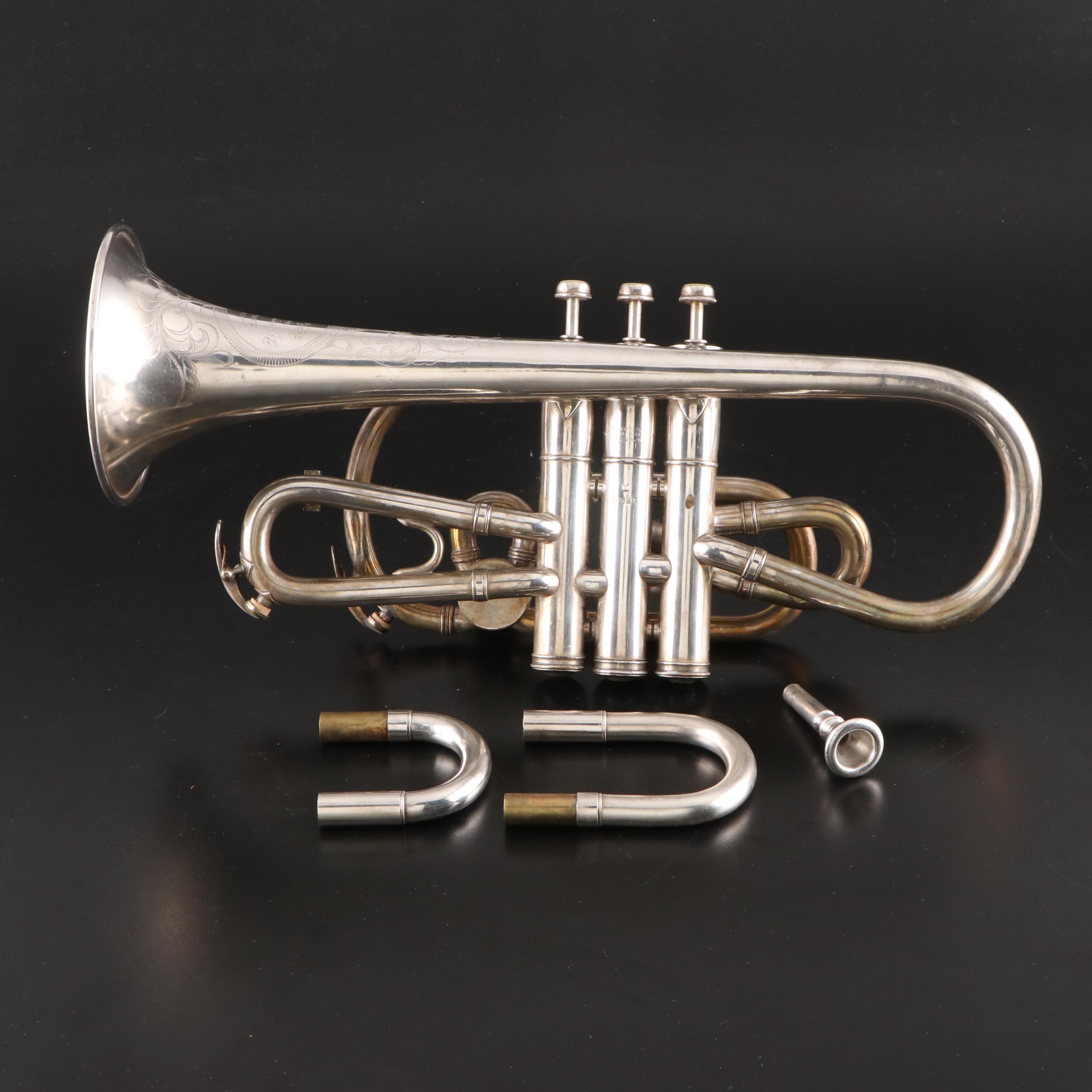 E.A. Couturier Co. Conical Bore Bb/A Silver Plate Cornet