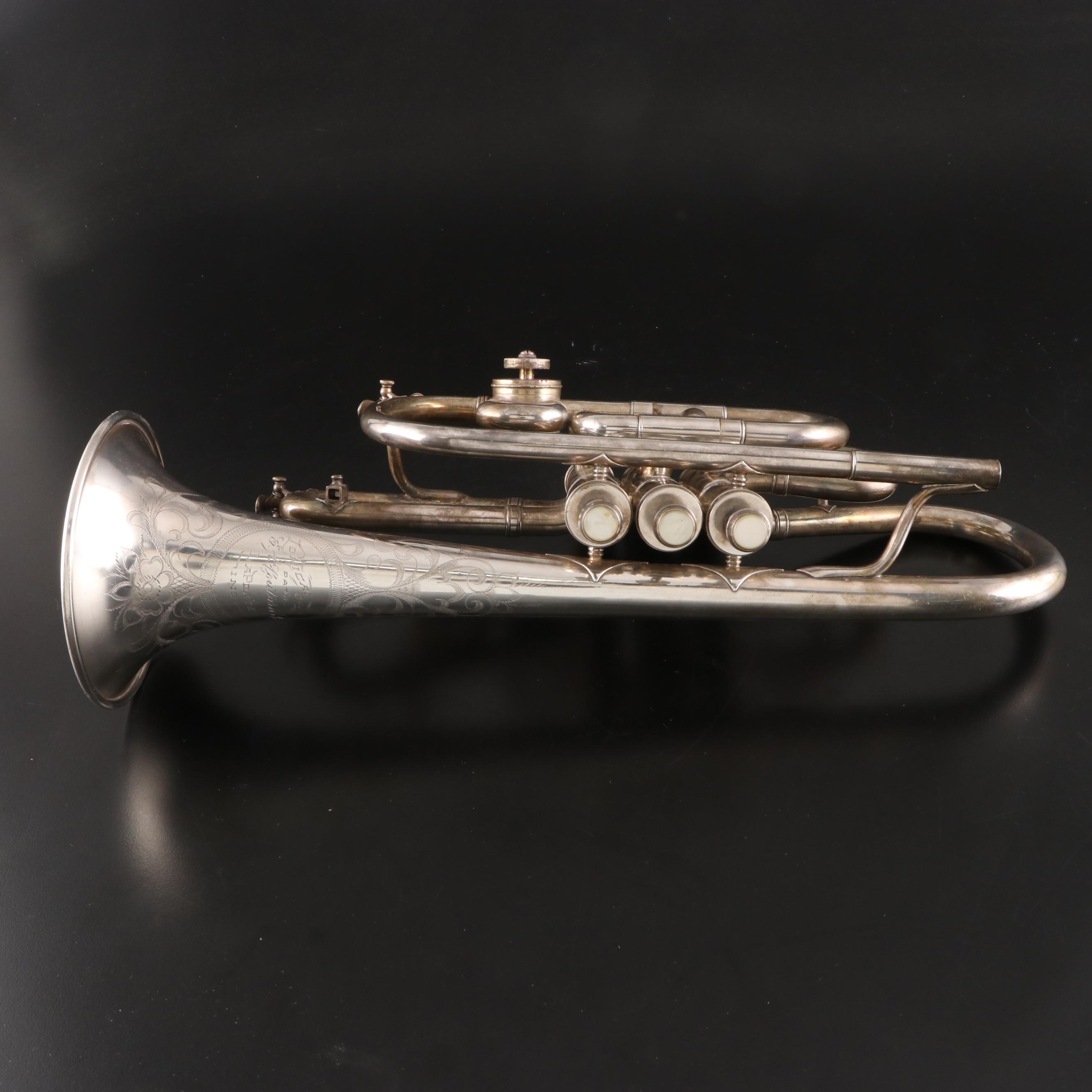 E.A. Couturier Co. Conical Bore Bb/A Silver Plate Cornet