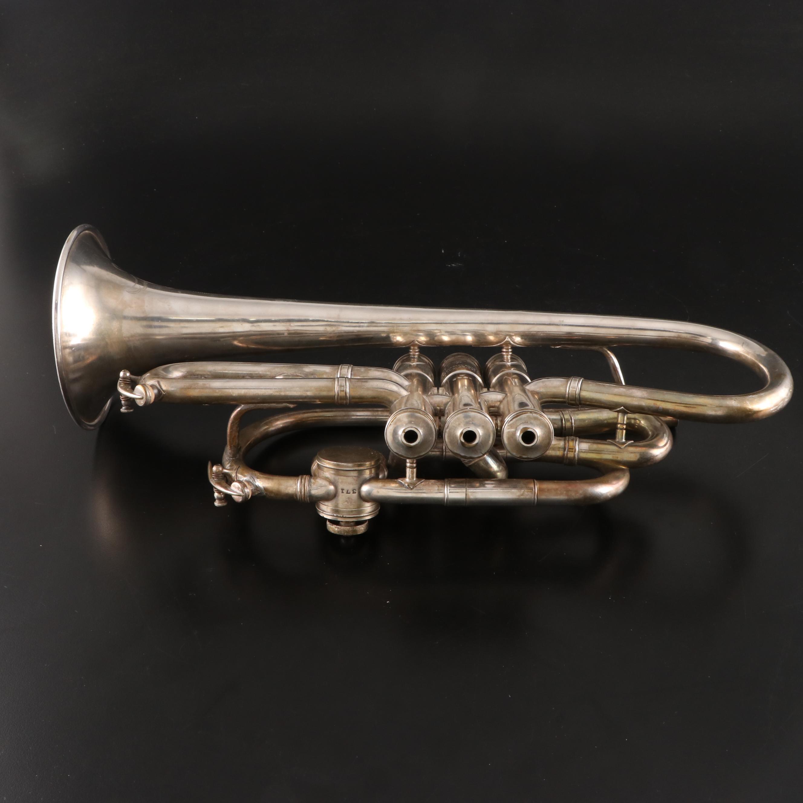 E.A. Couturier Co. Conical Bore Bb/A Silver Plate Cornet