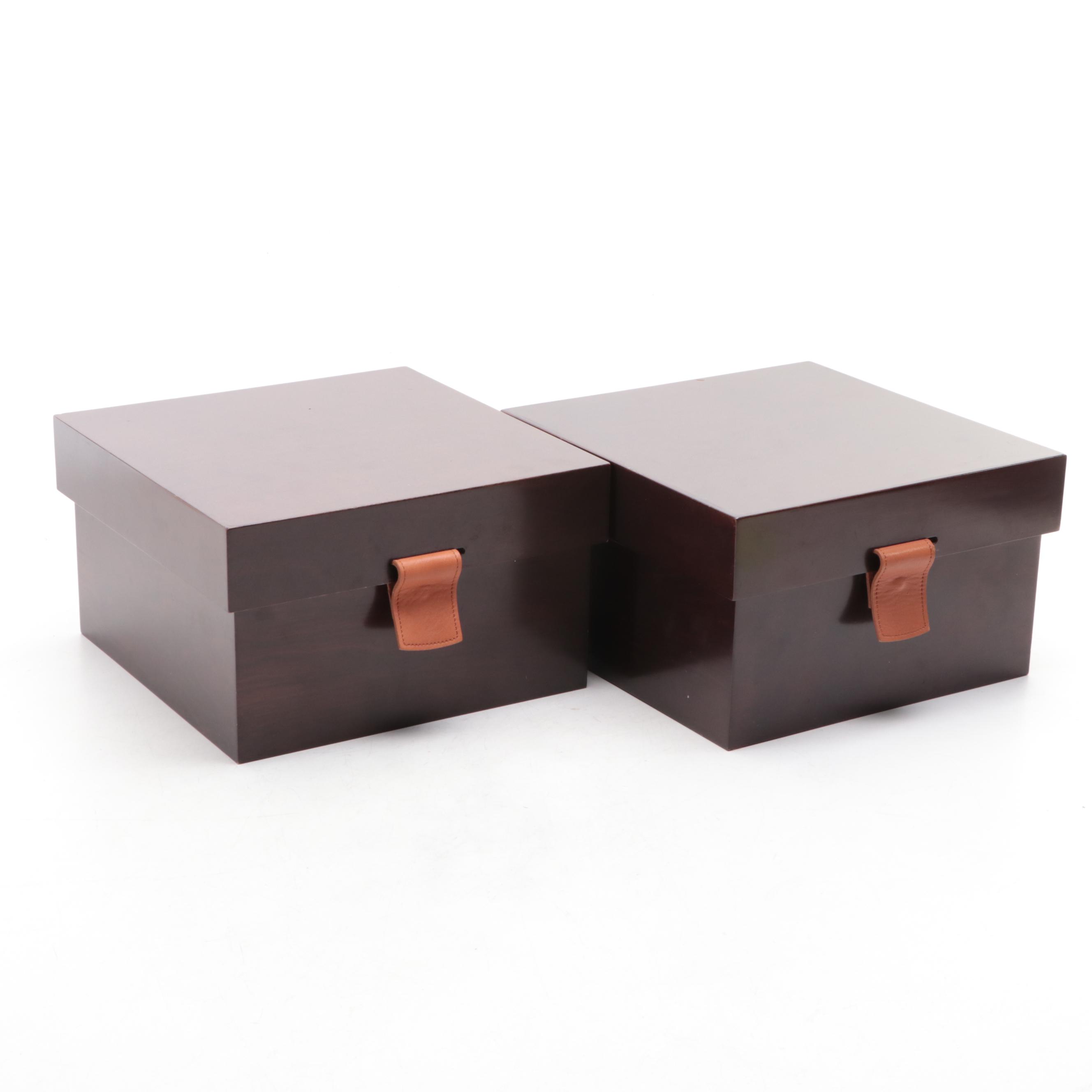 The Bombay Company Wooden Box with Leather Tabs