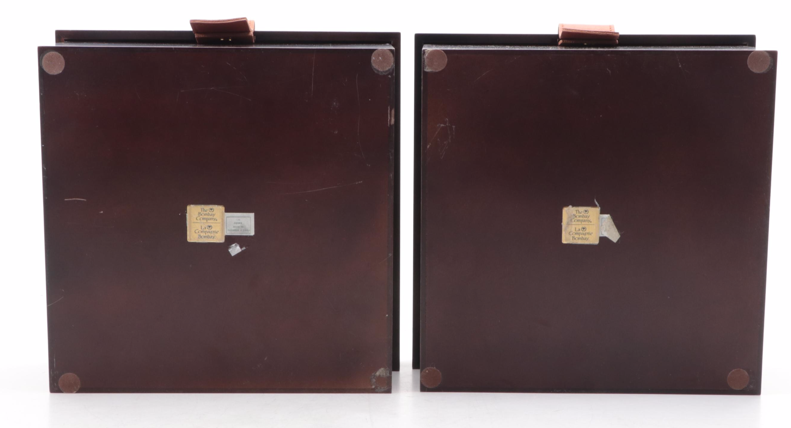 The Bombay Company Wooden Box with Leather Tabs