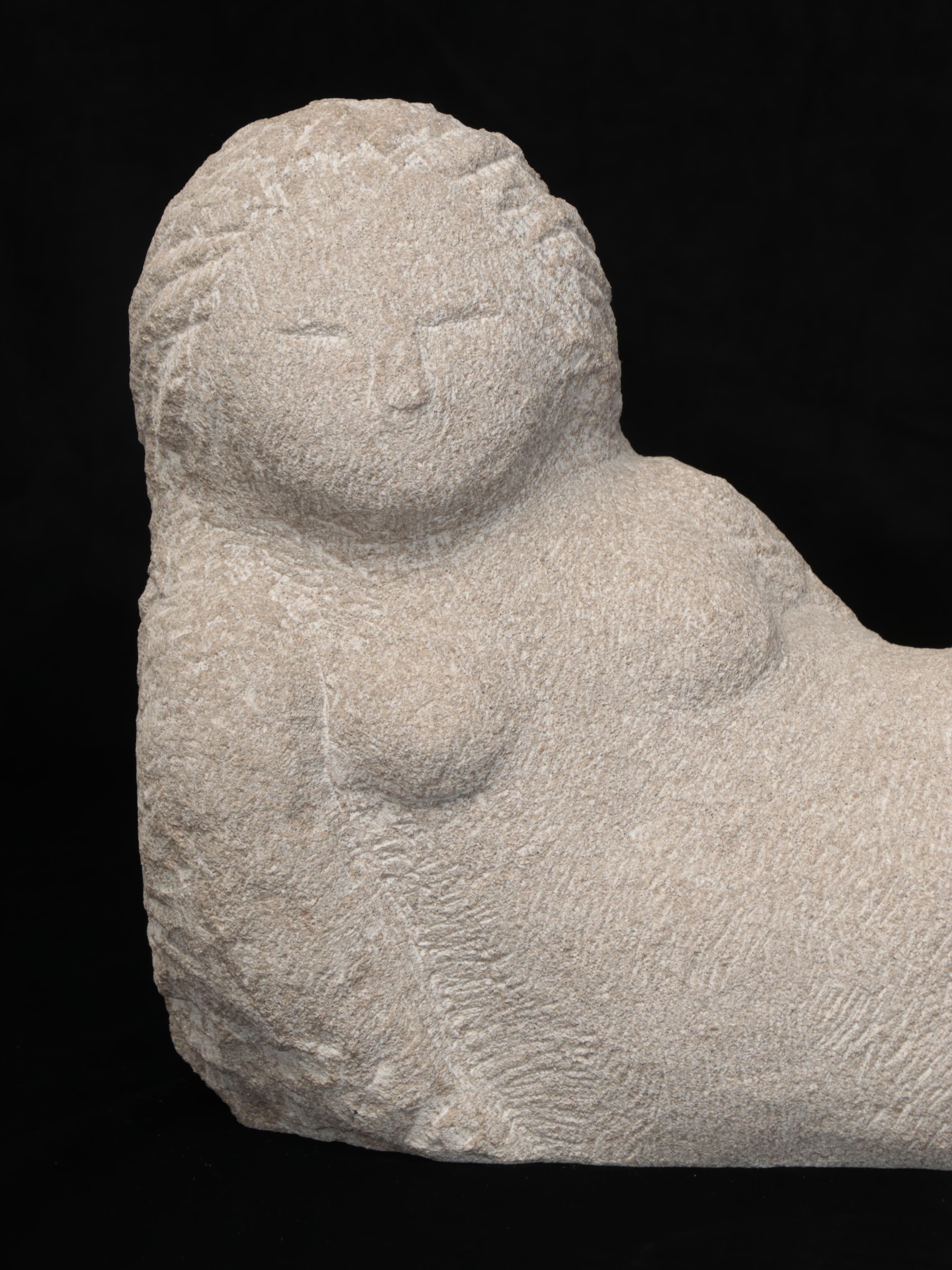 Carved Stone Reclining Mermaid Sculpture