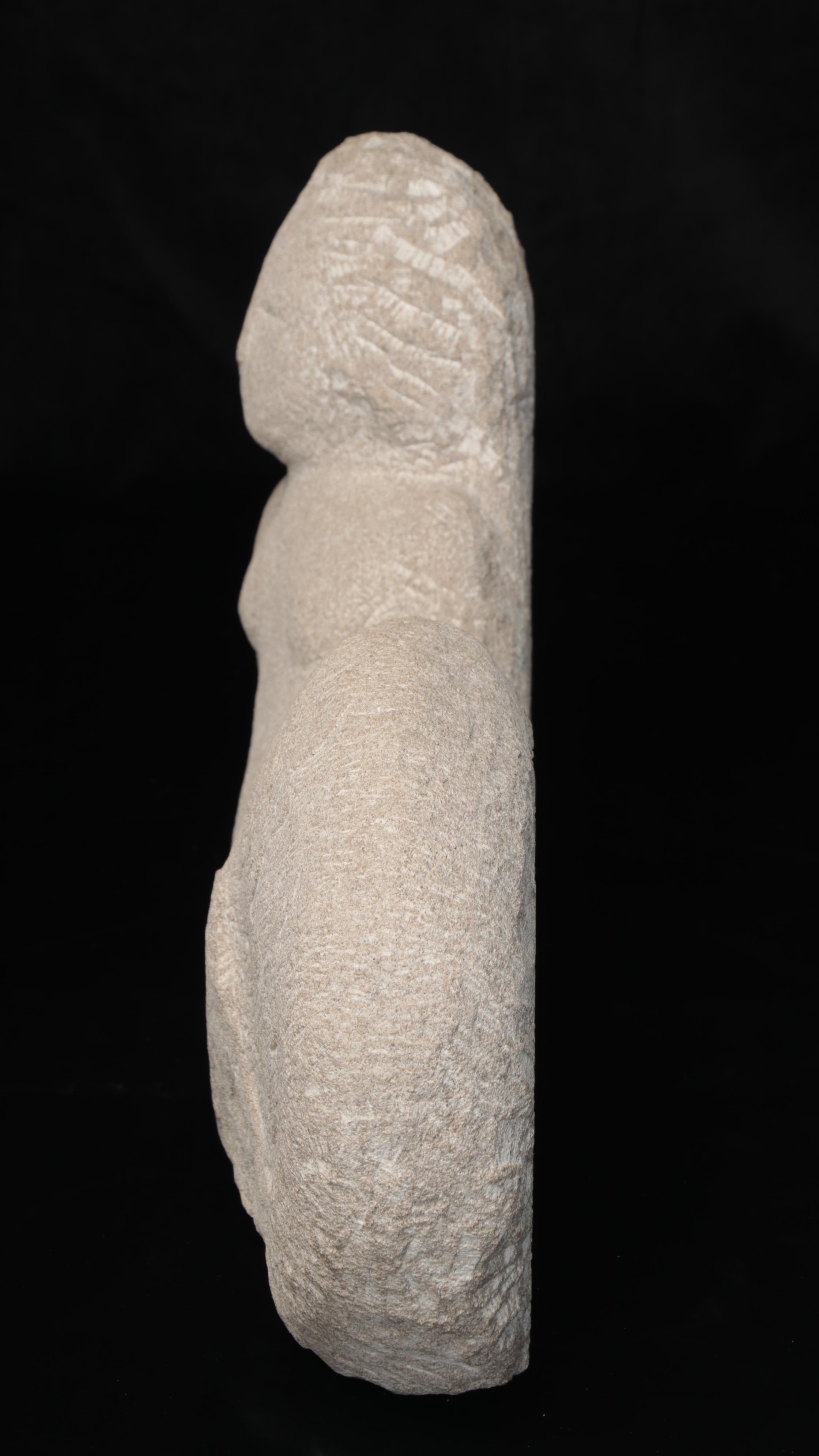 Carved Stone Reclining Mermaid Sculpture