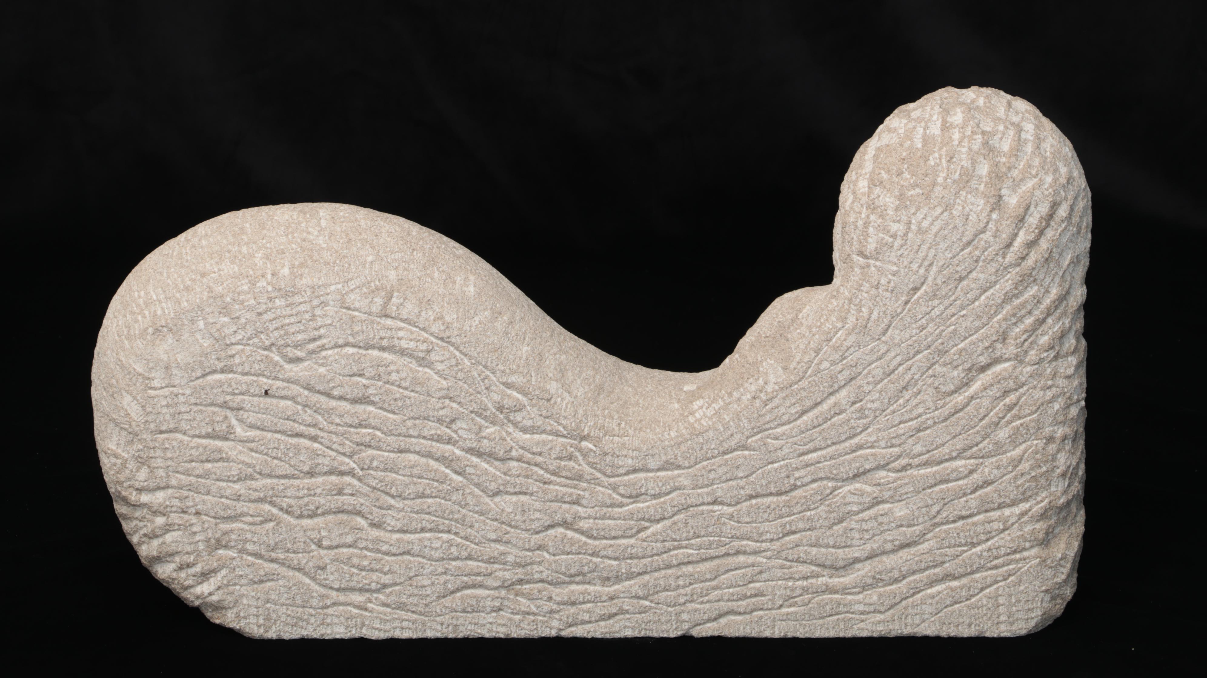 Carved Stone Reclining Mermaid Sculpture