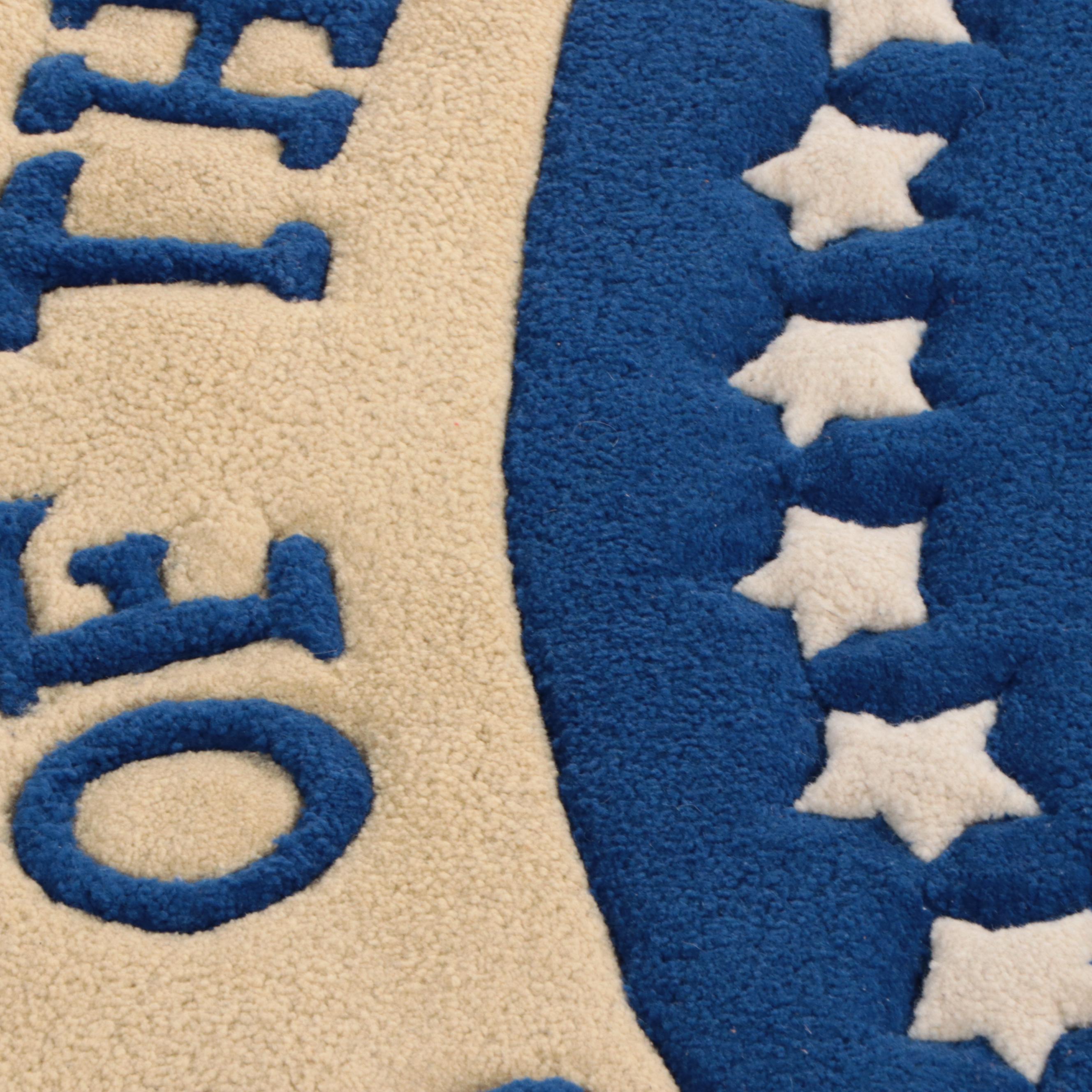 6'7 Round Handmade United States Presidential Seal Tufted and Carved Area Rug