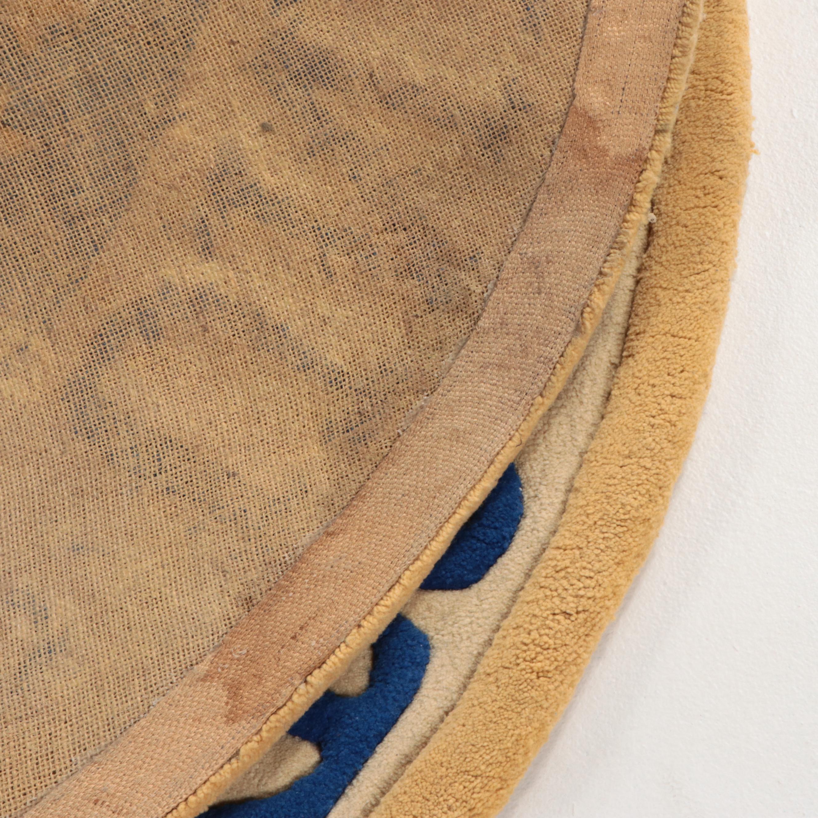 6'7 Round Handmade United States Presidential Seal Tufted and Carved Area Rug