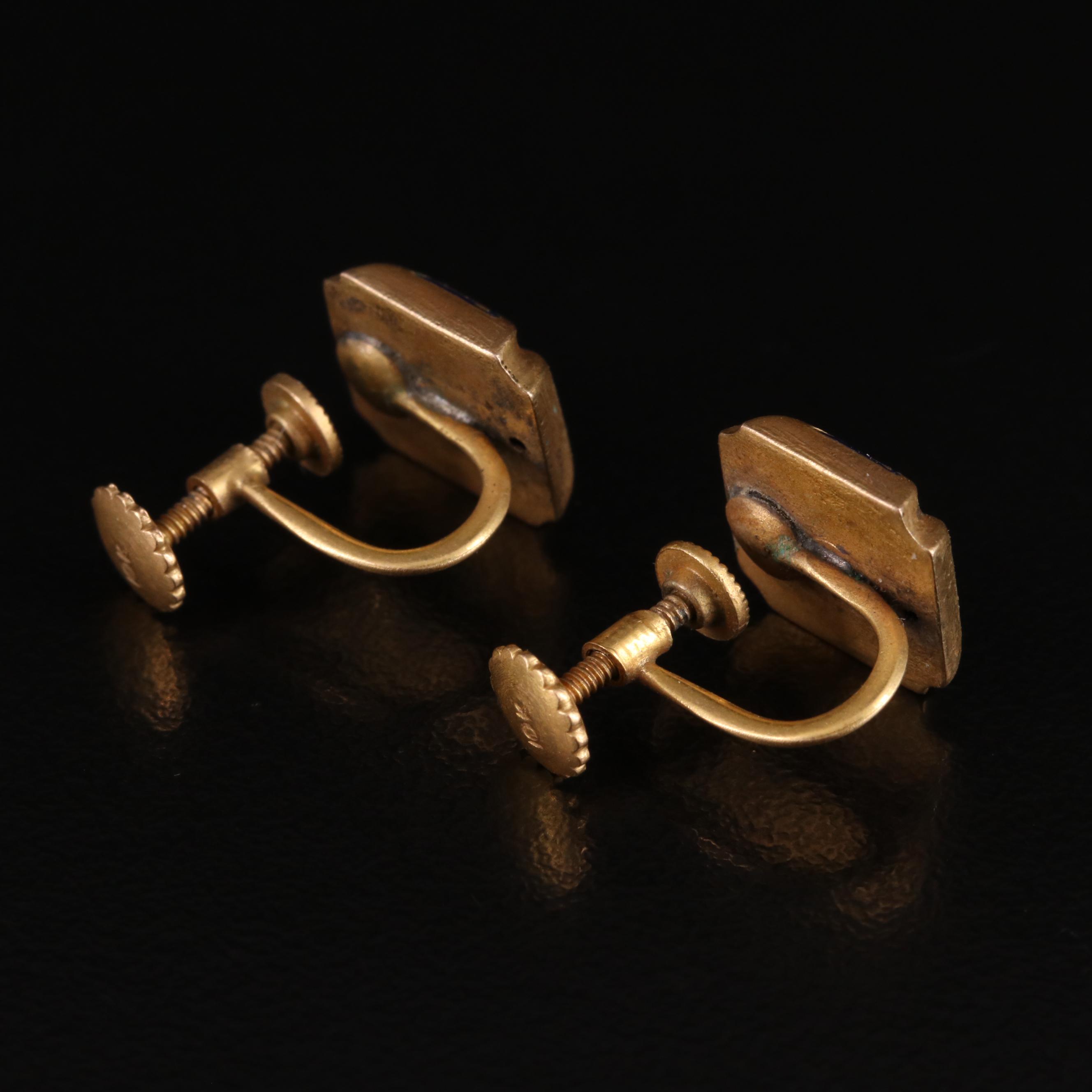 10K Ruby and Enamel Maltese Cross Earrings