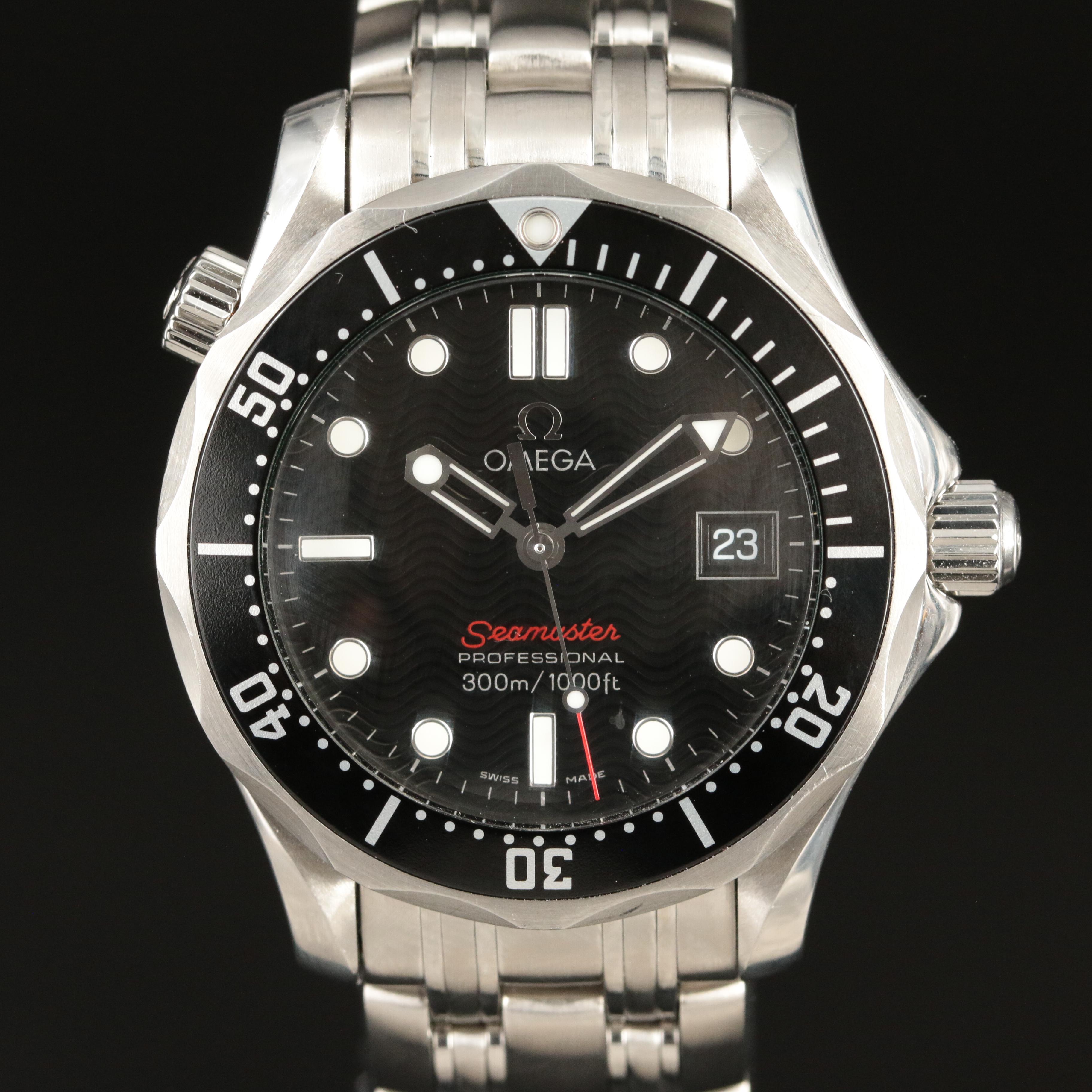 Omega Seamaster Diver 300M Mid-Size Steel Black Quartz Watch