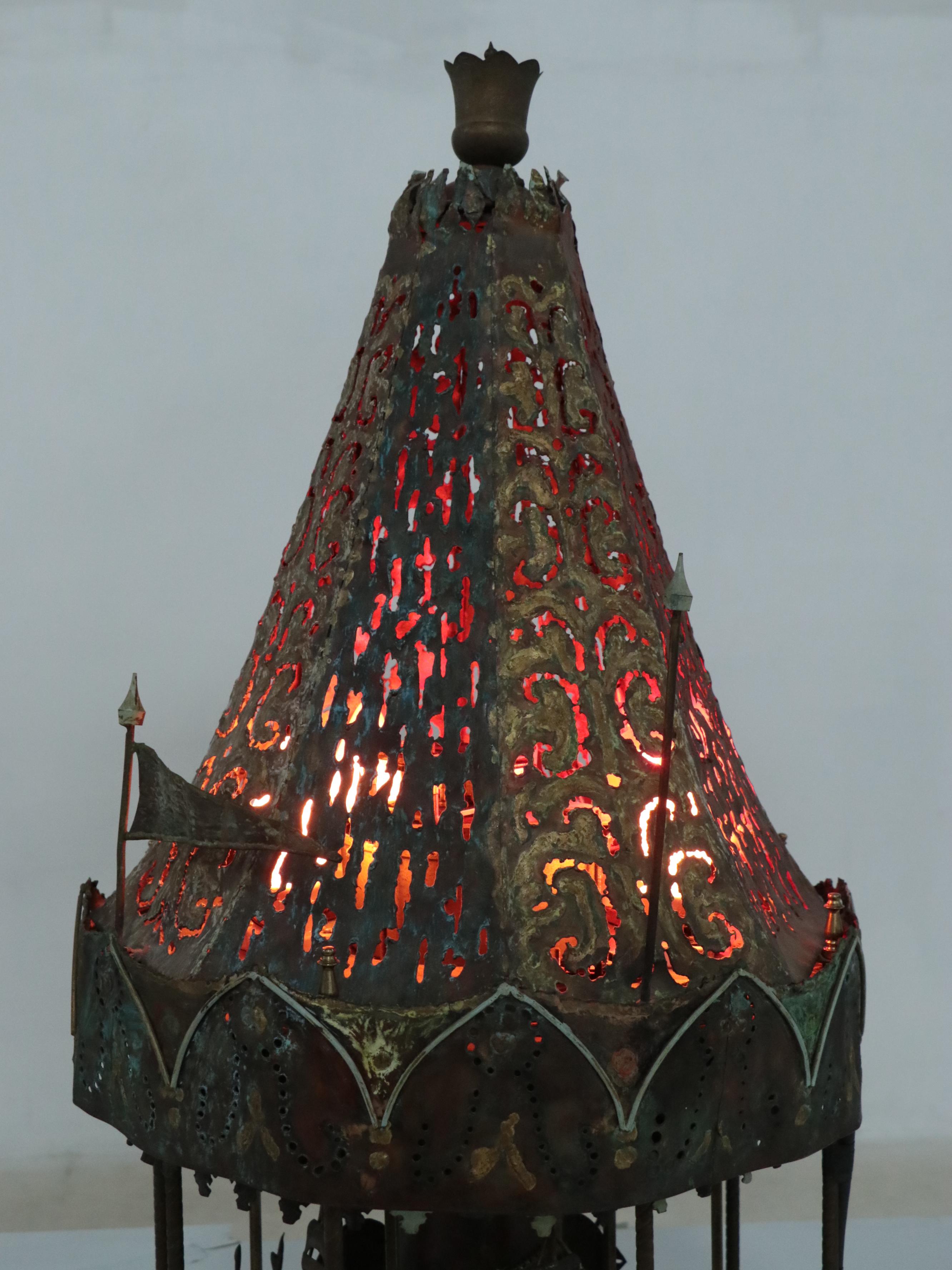Artisan Hand Built Illuminated and Rotating Metal Carousel, Circa 1960