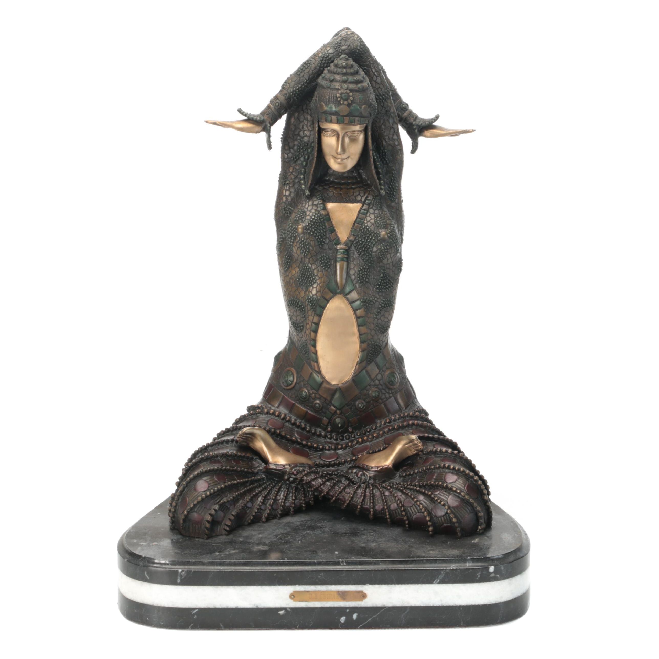 Bronze Temple Goddess Statue After Demetre Chiparus