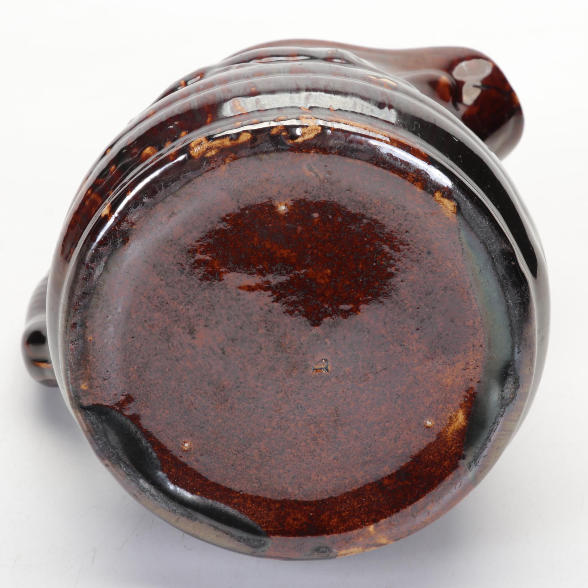 English Treacle Glaze Hunting Pitcher with Fox Handle, Novelty Teapot and Mug