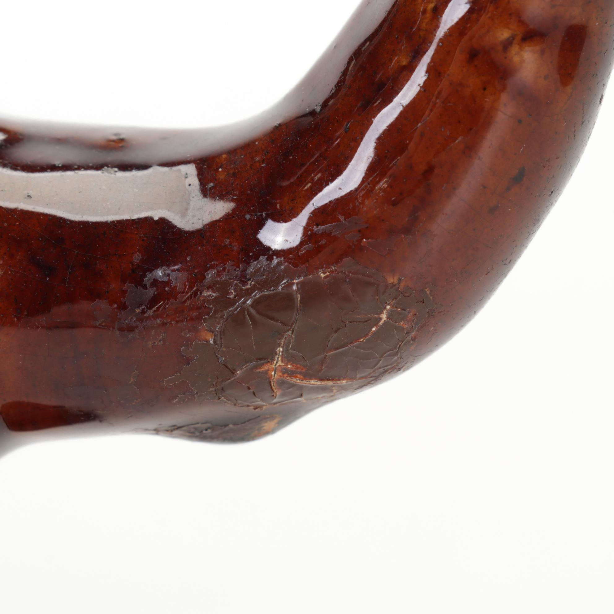 English Treacle Glaze Hunting Pitcher with Fox Handle, Novelty Teapot and Mug