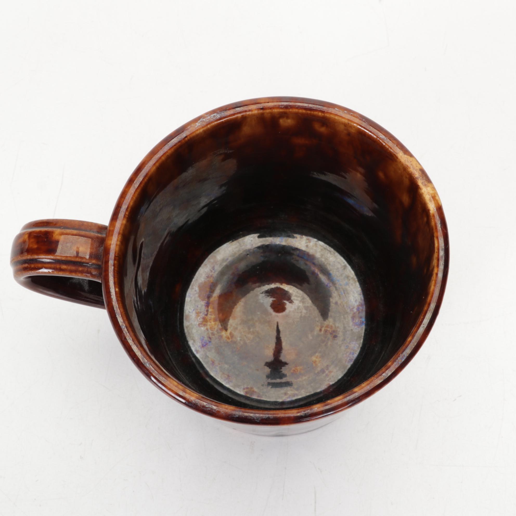 English Treacle Glaze Hunting Pitcher with Fox Handle, Novelty Teapot and Mug