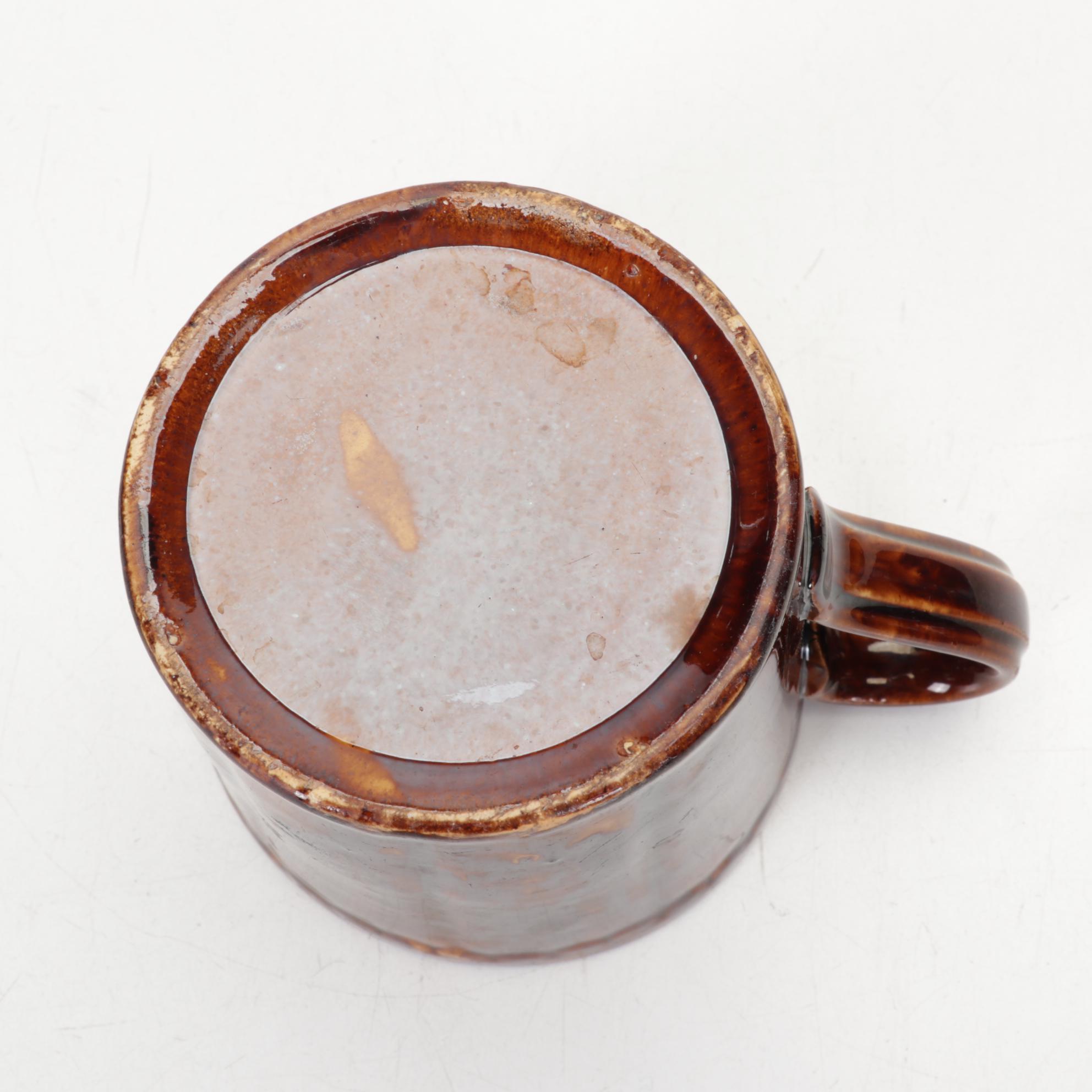 English Treacle Glaze Hunting Pitcher with Fox Handle, Novelty Teapot and Mug