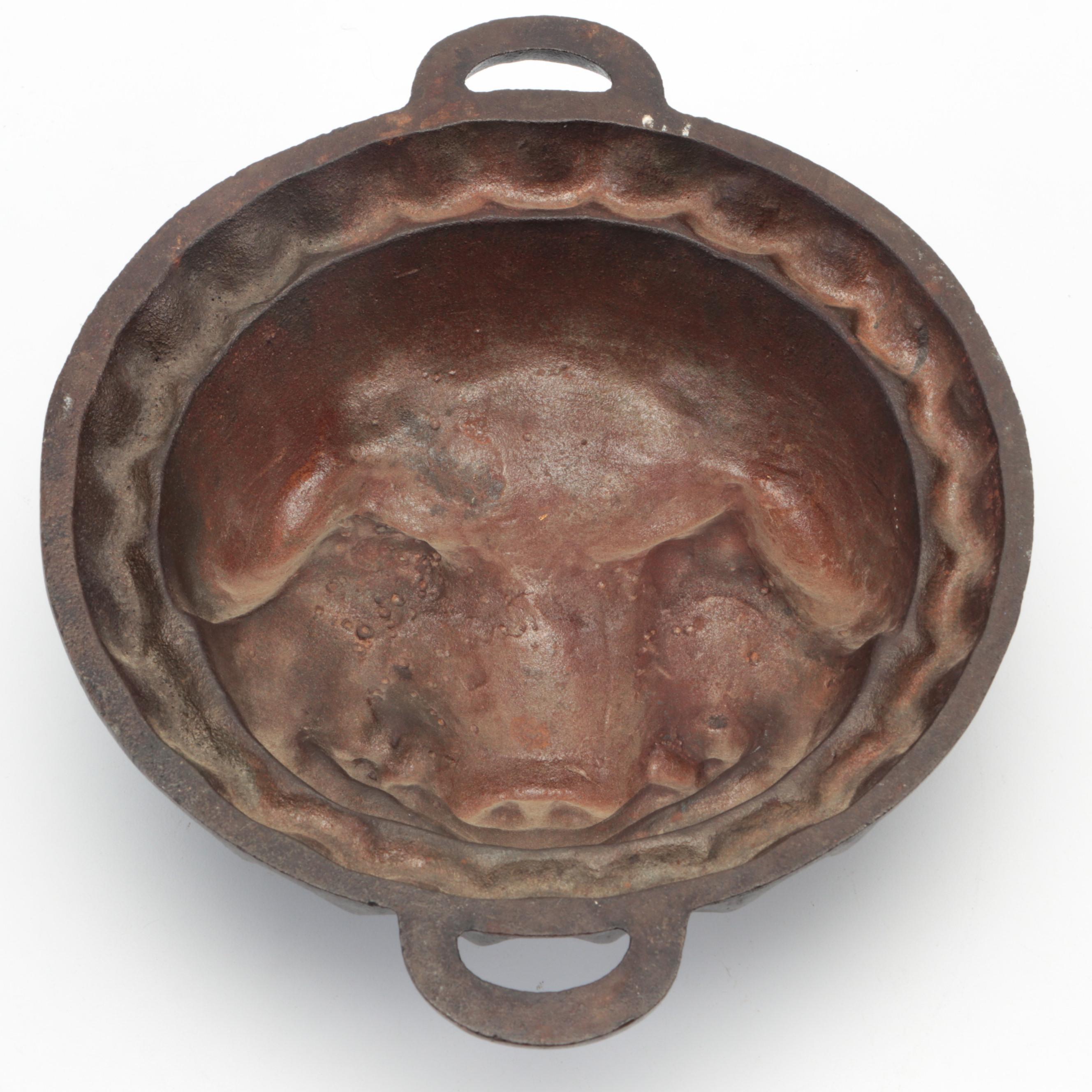 Crimped Edge Cast Iron Pig Head Mold
