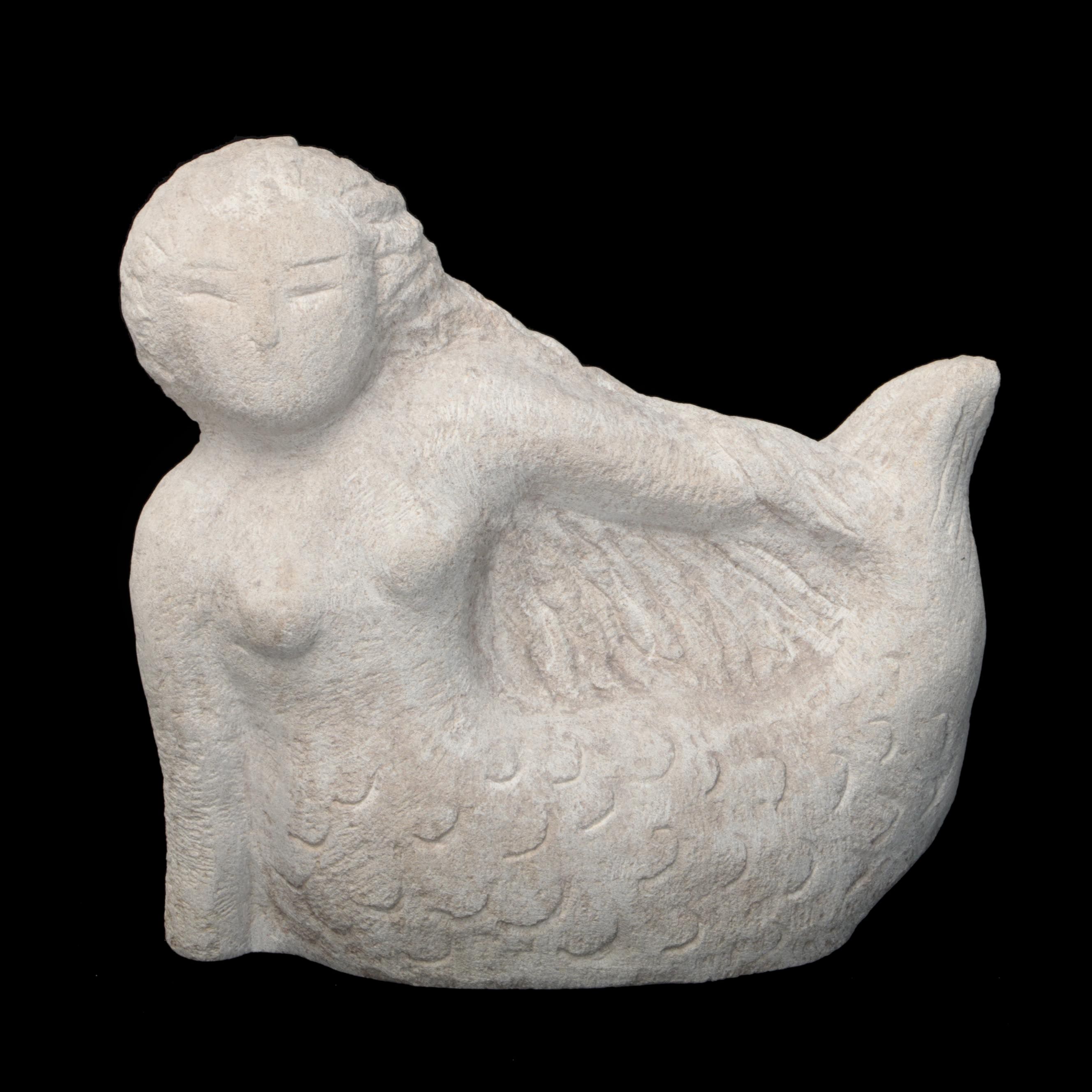 Carved Stone Mermaid Sculpture