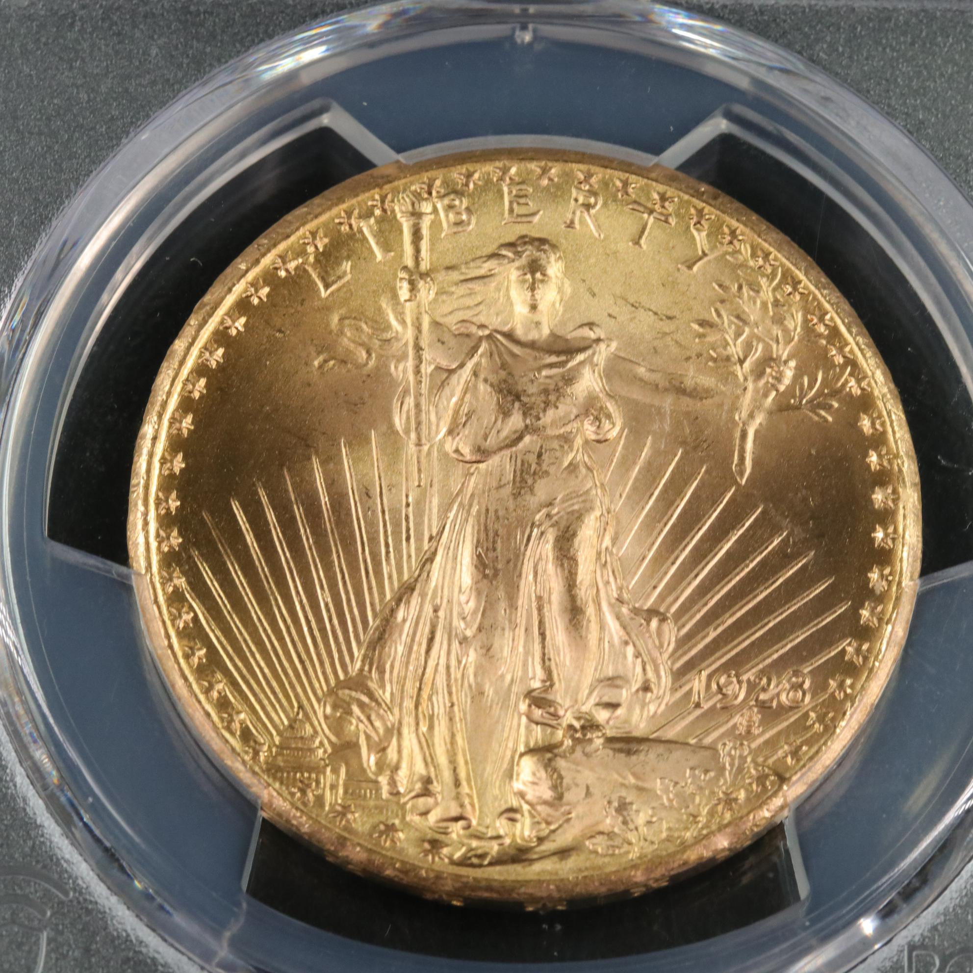 PCGS Graded MS65 1928 $20 Saint Gaudens Gold Coin