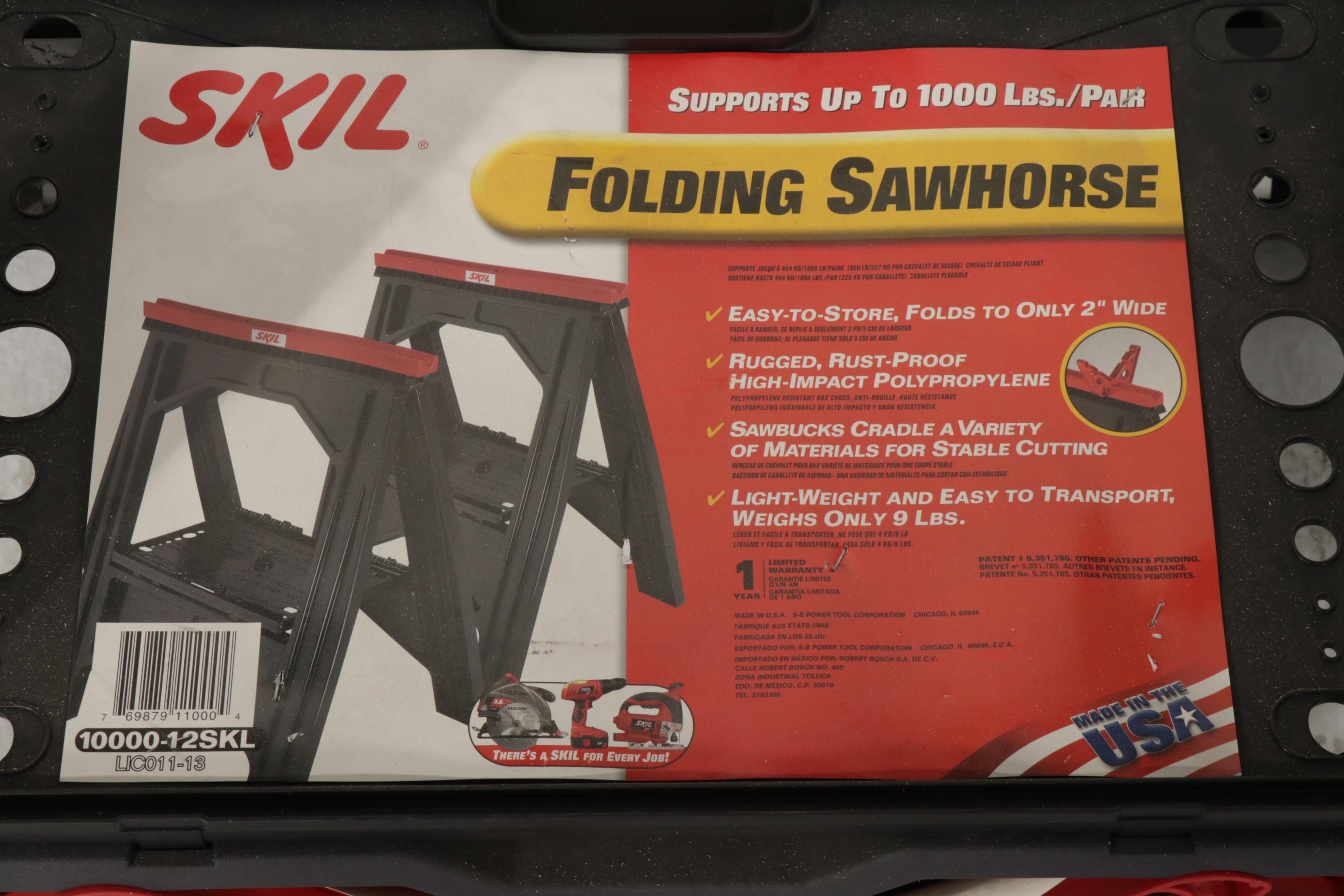 Werner Step Ladder With Two SKIL Folding Sawhorses