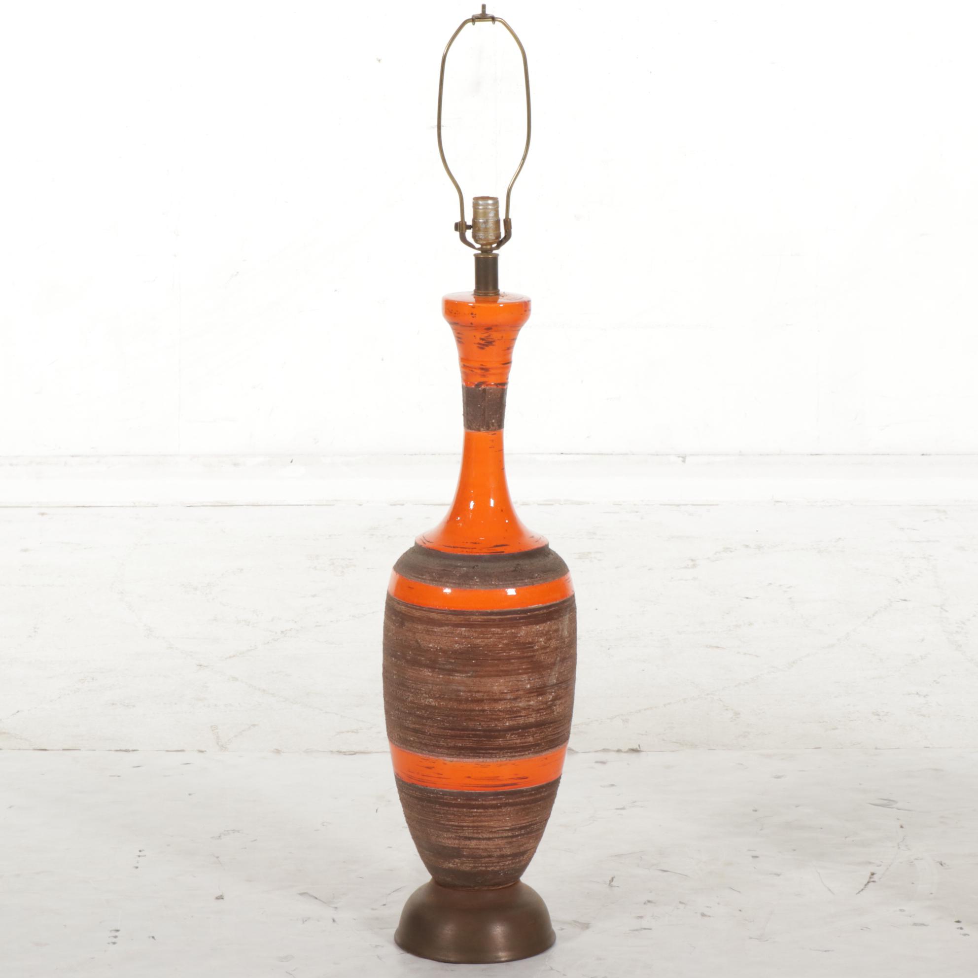 Italian Mid Century Modern Ceramic Bowling Pin Table Lamp, 1960s