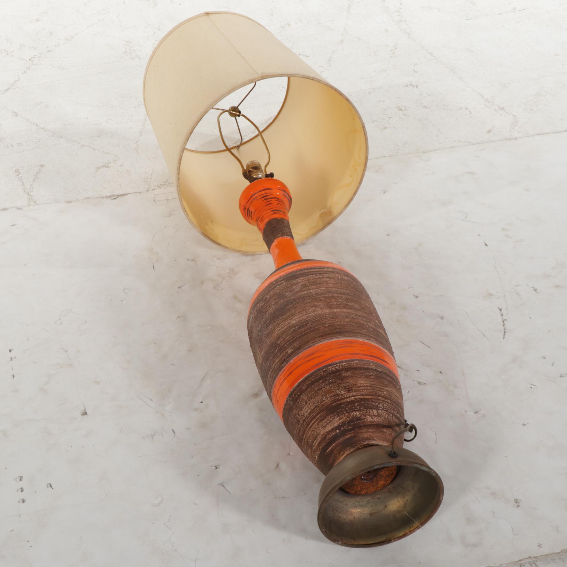 Italian Mid Century Modern Ceramic Bowling Pin Table Lamp, 1960s