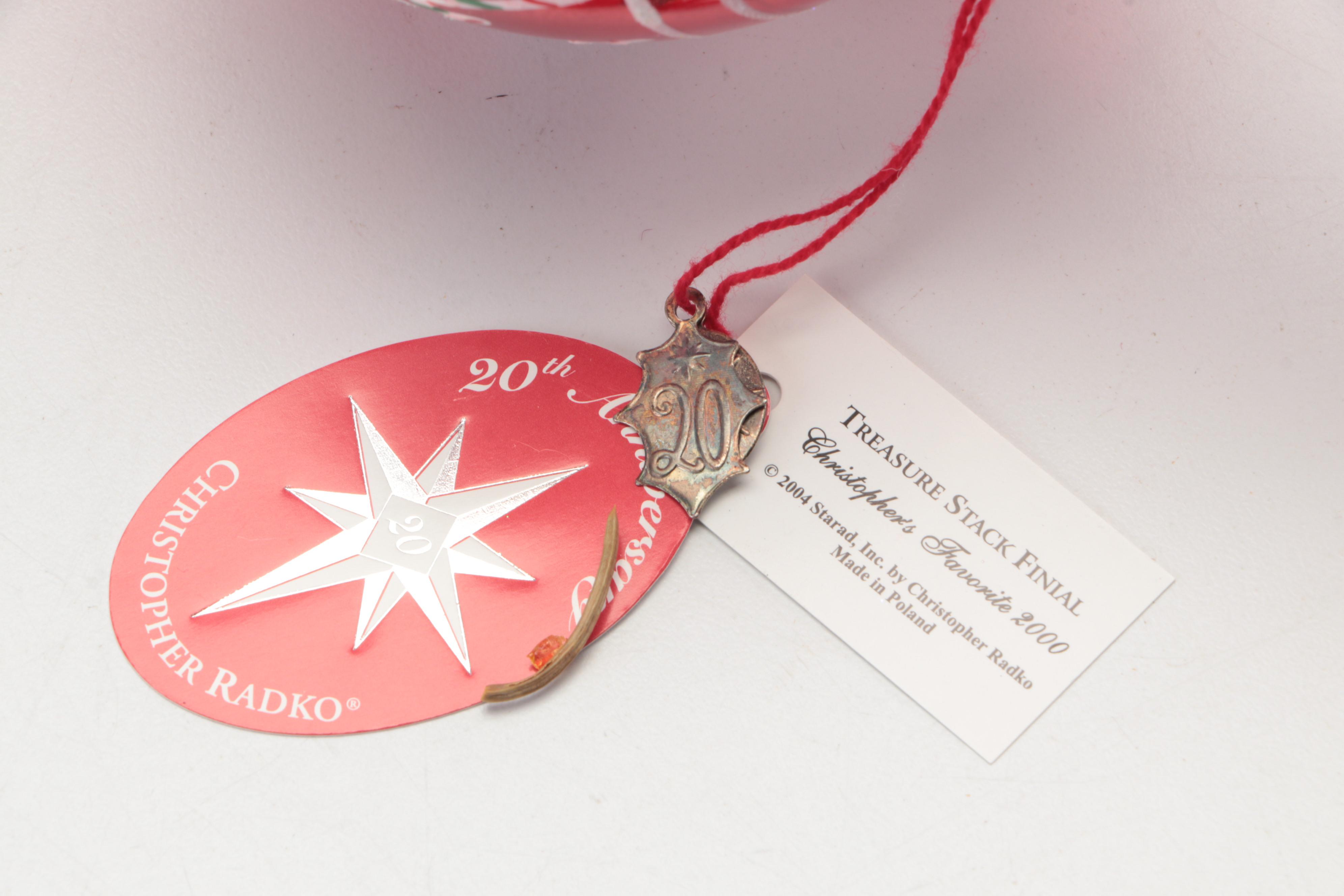 Christopher Radko Blown Glass Treasure Stack Finial