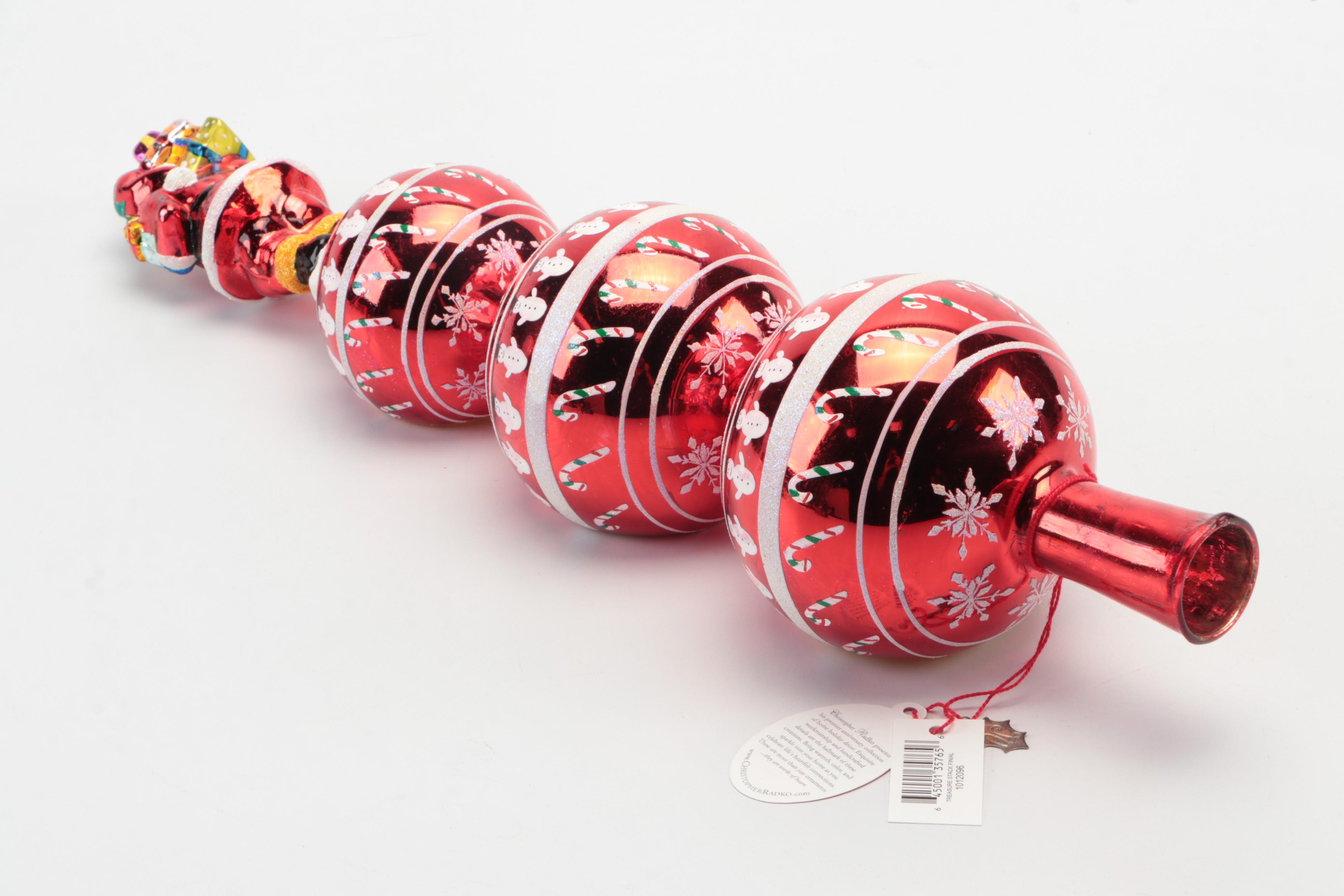 Christopher Radko Blown Glass Treasure Stack Finial