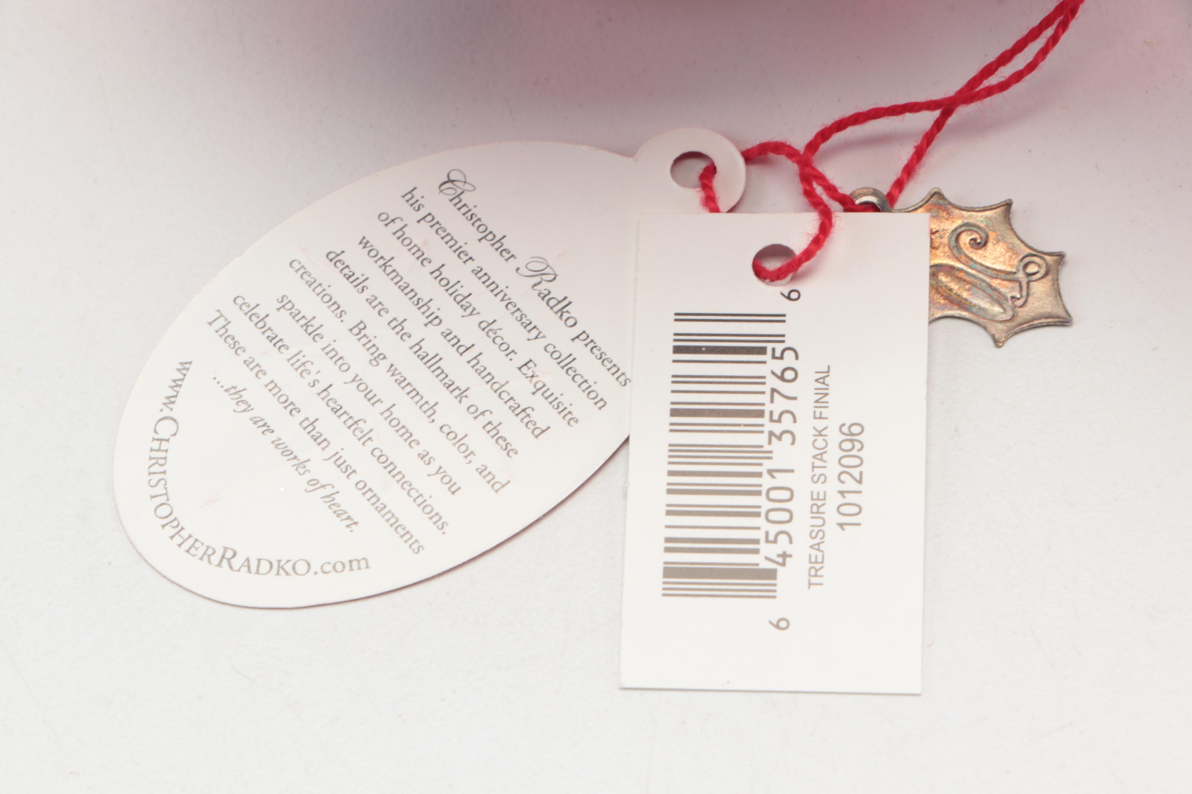 Christopher Radko Blown Glass Treasure Stack Finial