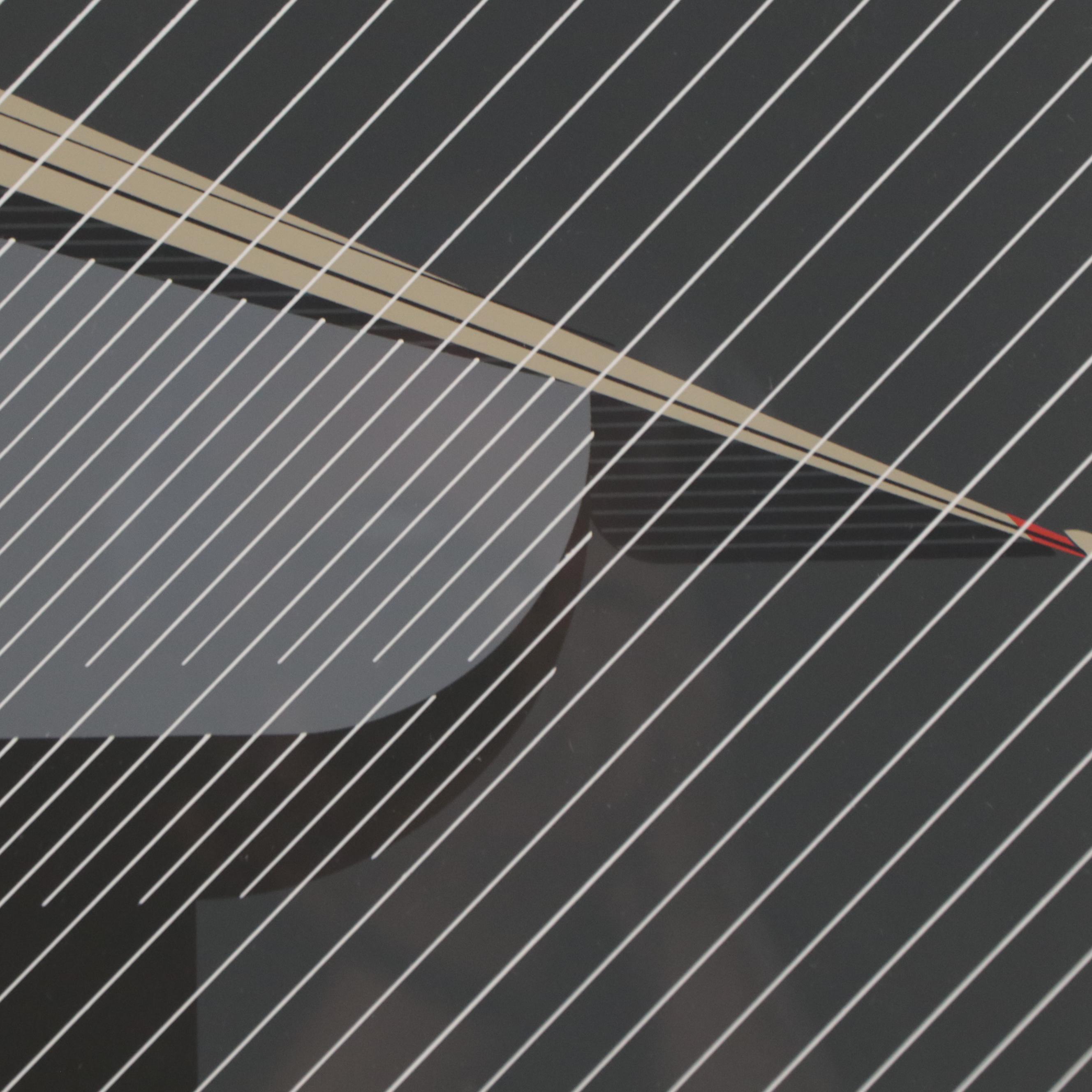 Charley Harper Serigraph "Pelican in a Downpour"