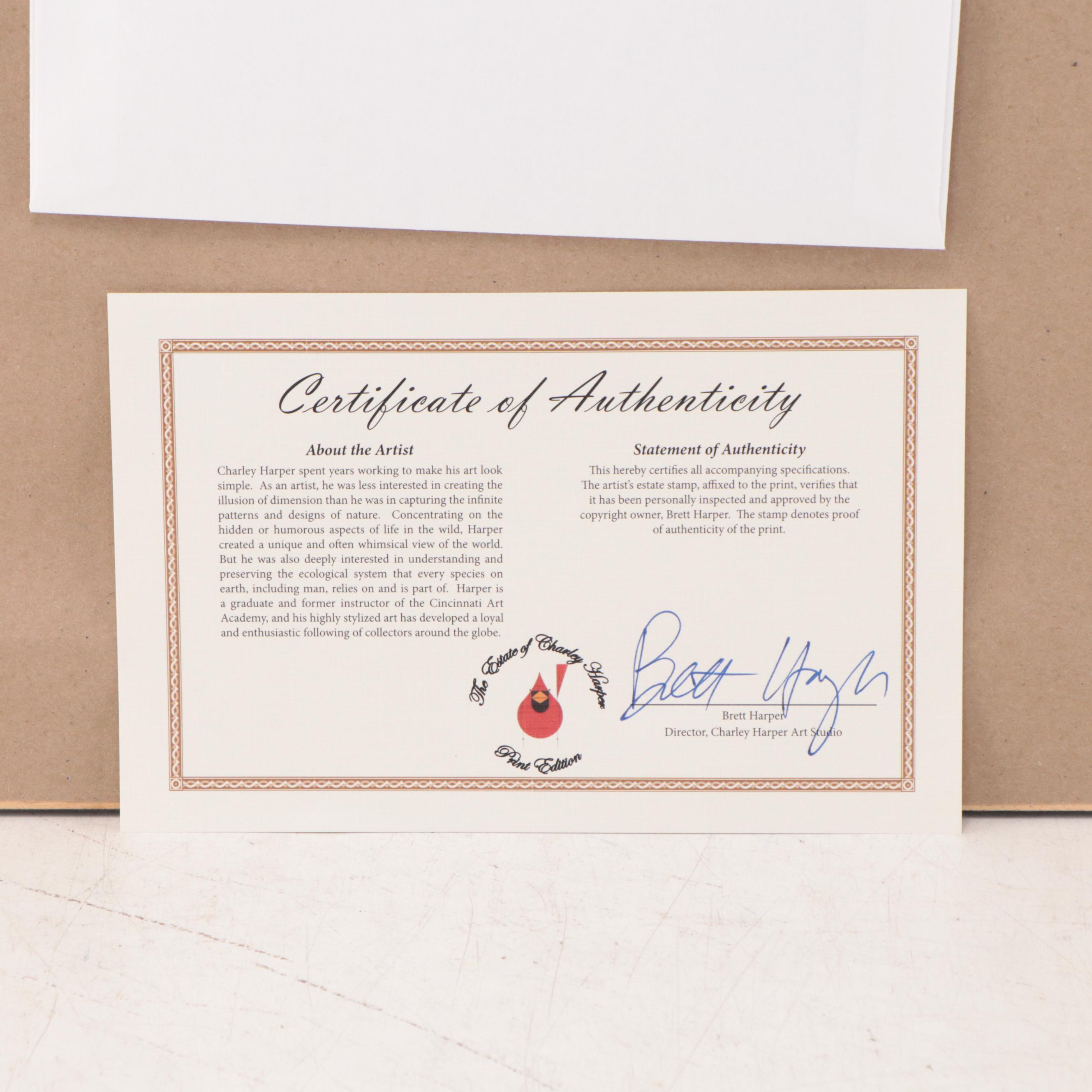 Charley Harper Serigraph "Pelican in a Downpour"