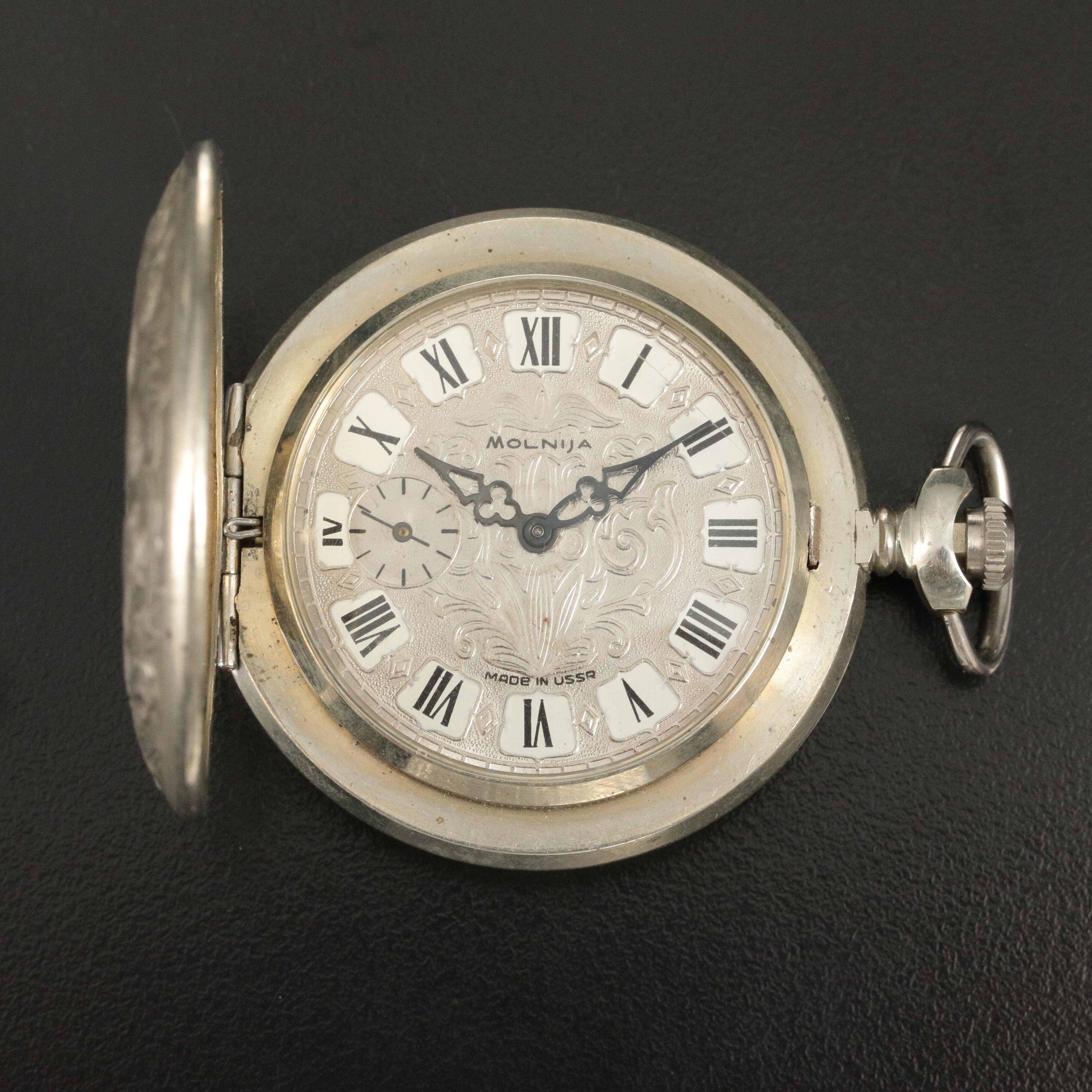 Molnija Russian-Made Pocket Watch and Swiss Gallet 30 Minute Stop Watch